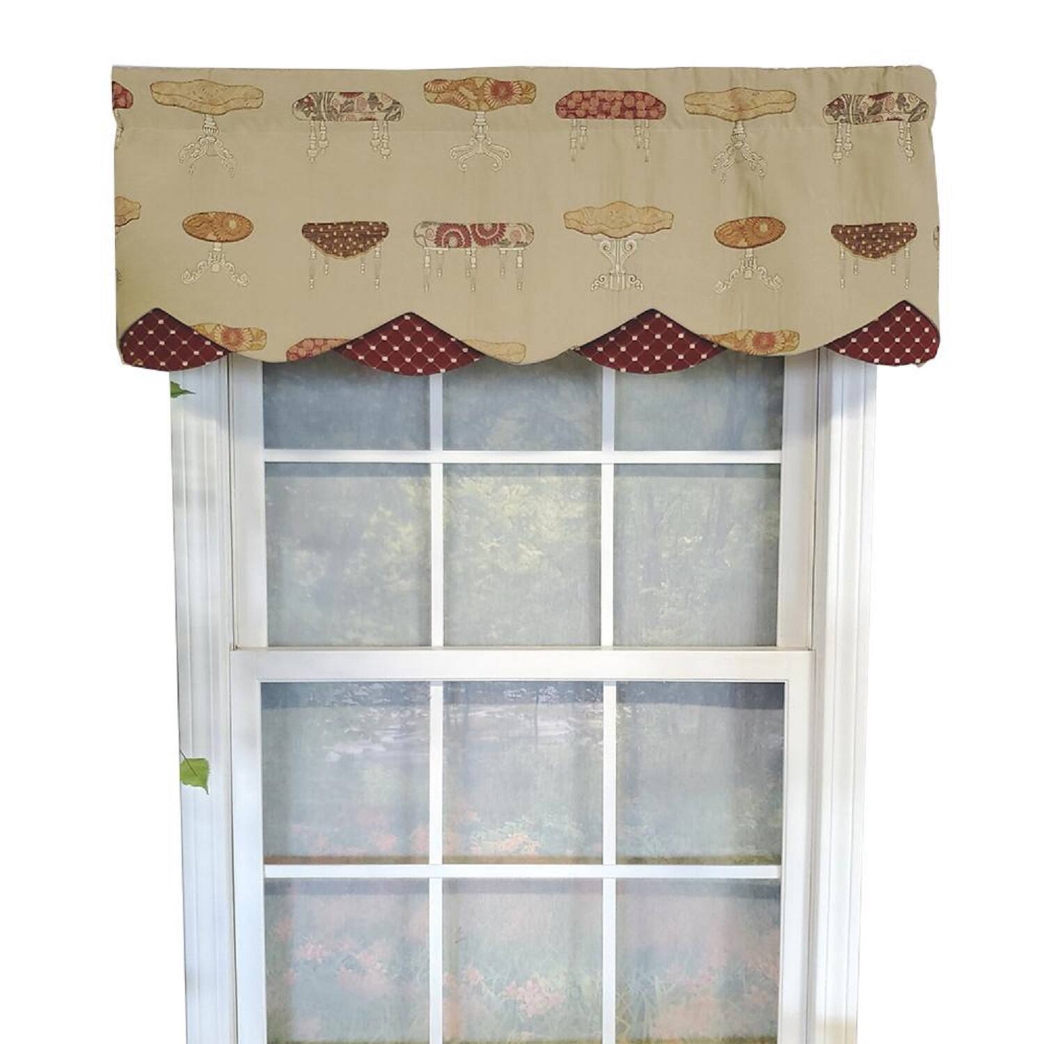 Front. RLF Home - RLF Home Ottoman Petticoat 3" Rod Pocket Lining Luxurious and Elegant Window Treatment Valance 50" x 15" Cream - Cream.