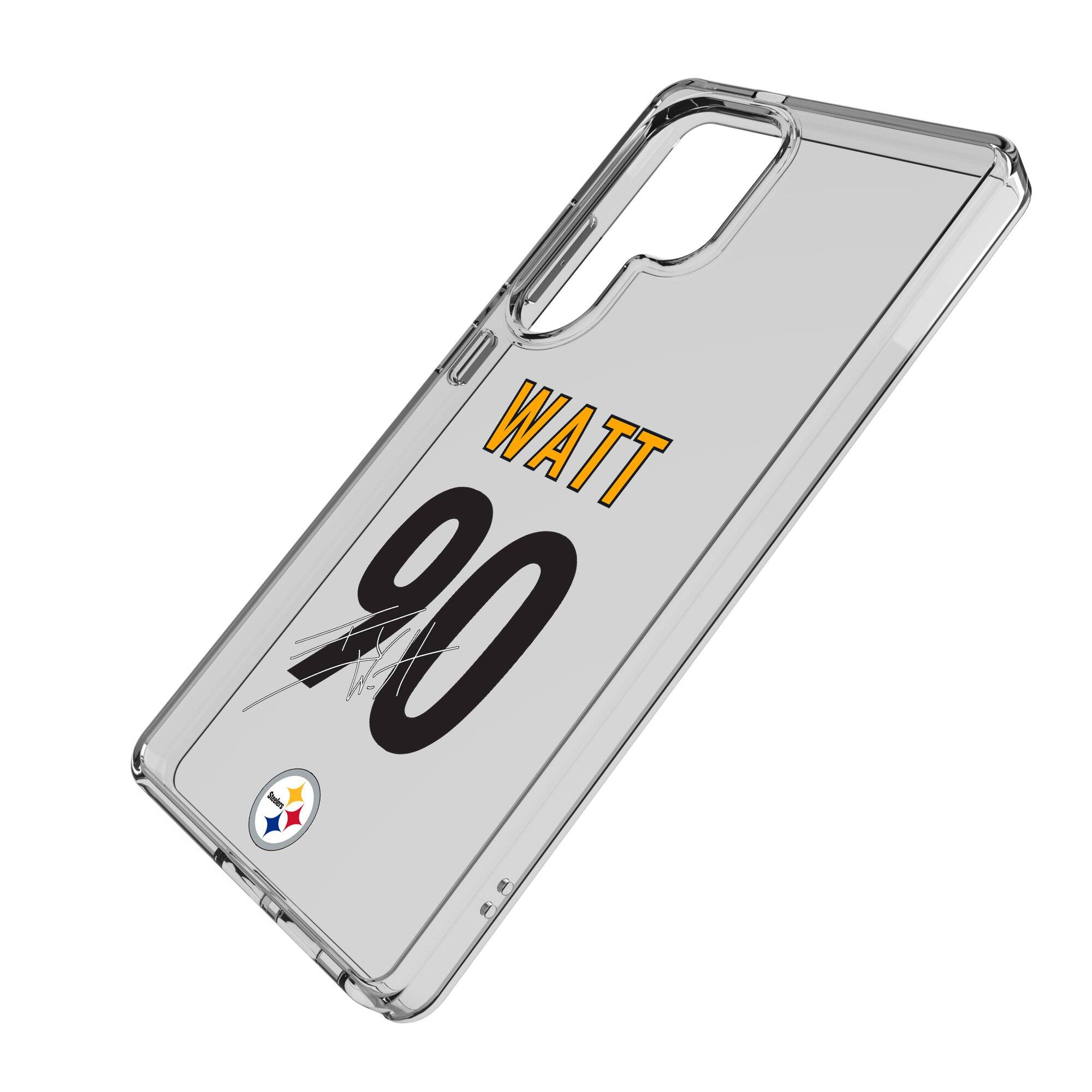 Alt View 1. Keyscaper - T.J. Watt Pittsburgh Steelers Galaxy Clear Case - S23 Ultra - Multicolor.