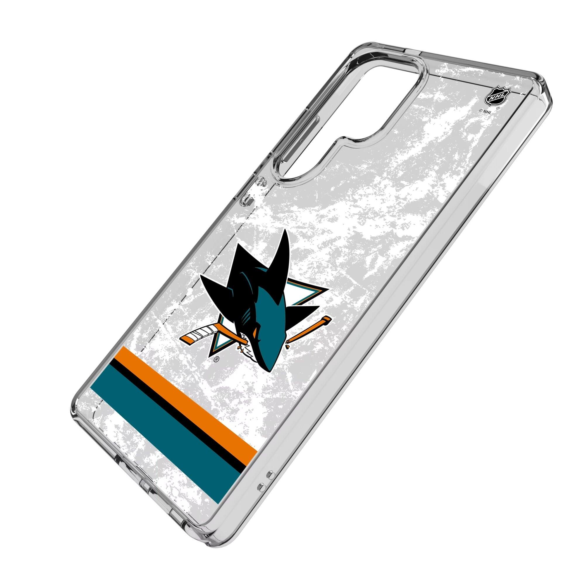 Alt View 1. Keyscaper - San Jose Sharks Galaxy Stripe Clear Ice Case - S25 Ultra - Multicolor.