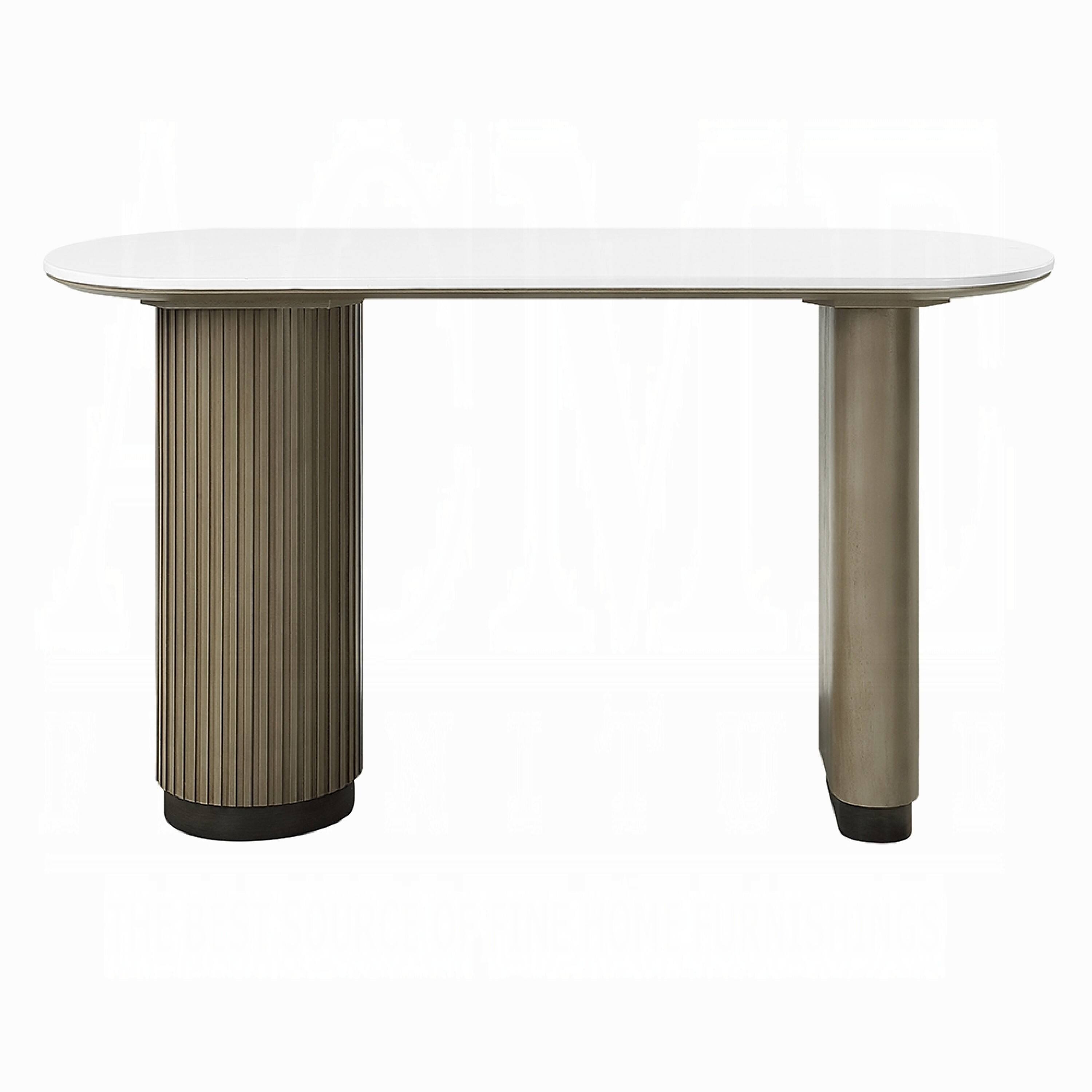 Alt View 1. Manhattan Lane - Jeh Sofa Console Table, 55 Inch White Oval Top, Pedestal Base - White, Oak Brown, Black.