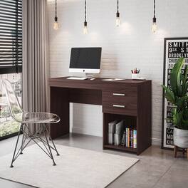 GOODSILO - Contemporary Home Office Workstation with Pullout Drawers and Bottom Shelf - Espresso