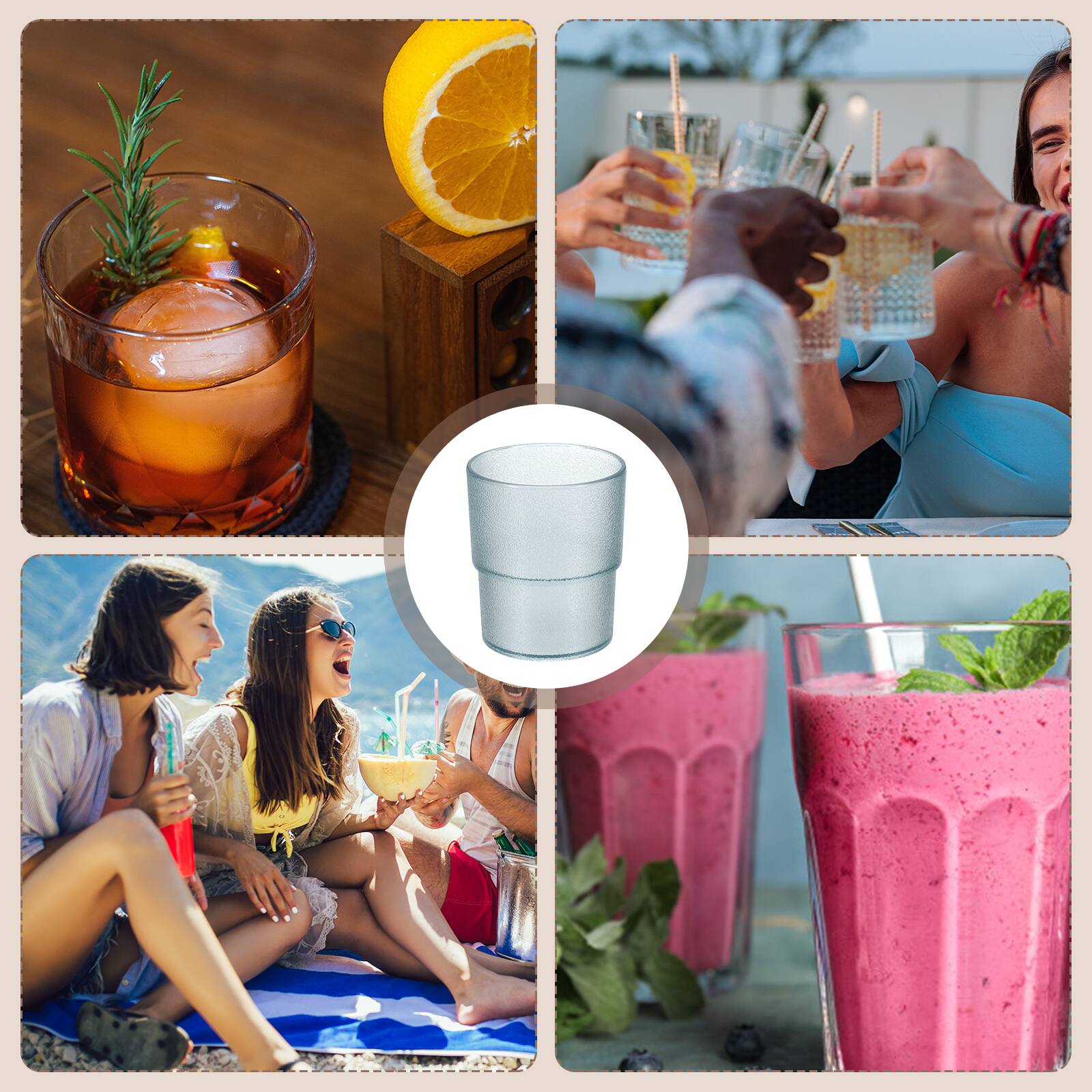 Alt View 6. Unique Bargains - 2pcs Clear Acrylic Drinking Glasses, 10.1oz Matte Texture Unbreakable Stackable for Water Juice Beer - Blue.