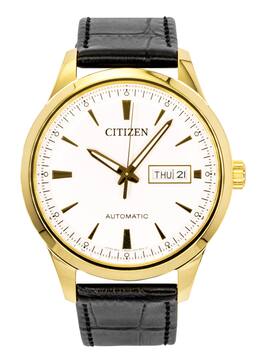 Citizen - Leather Strap Dial Automatic NY4059-09A Men's Watch - White