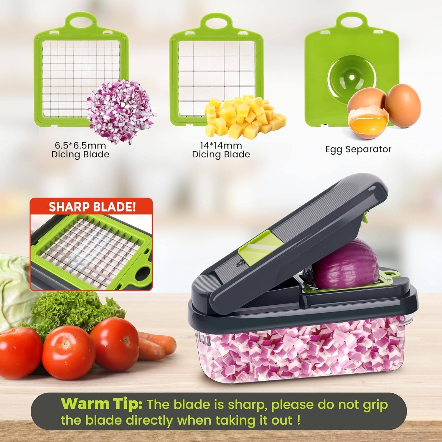 PARKER SLATER 12 in 1 Vegetable Chopper with 7 Blades, Onion and Food ...