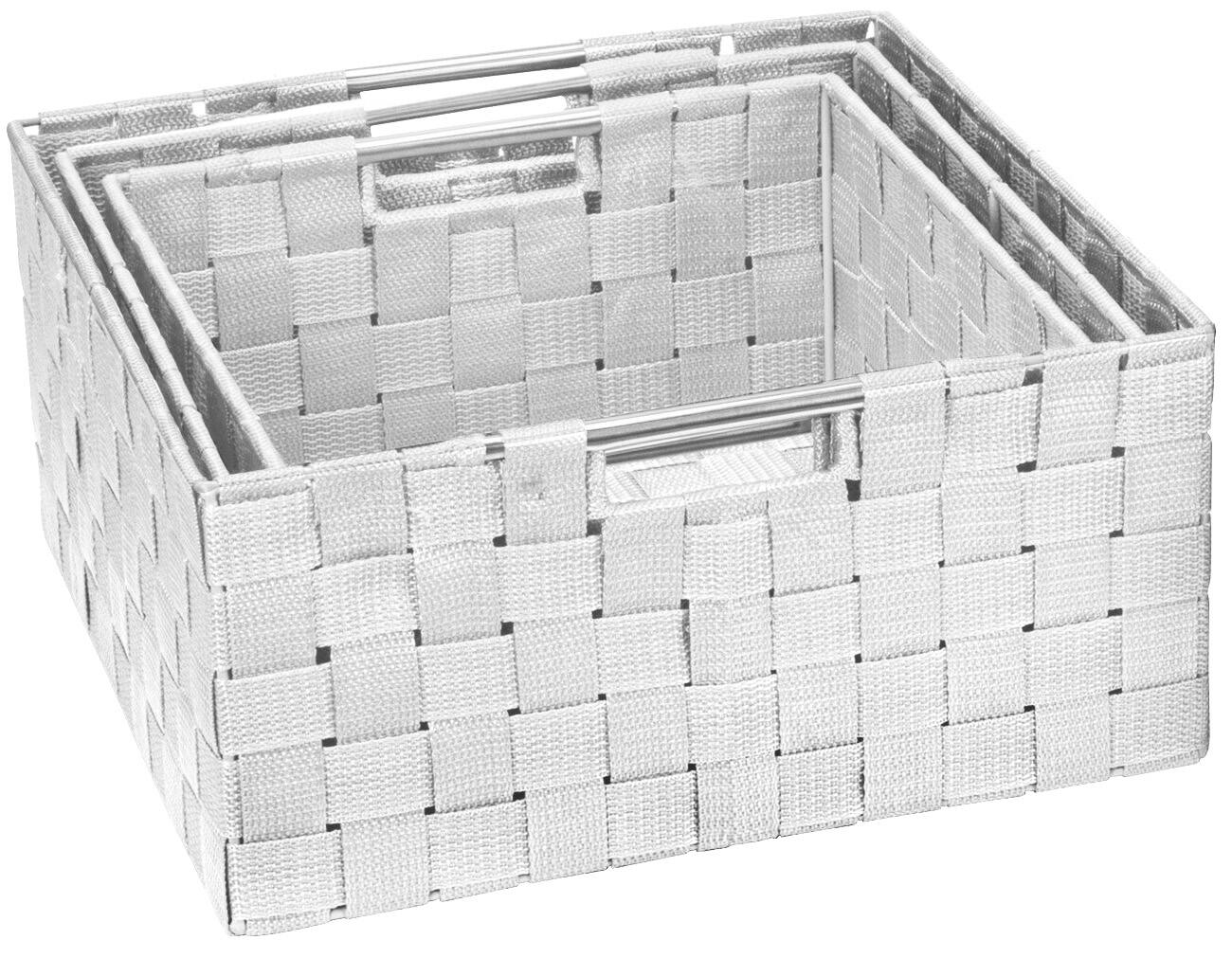 Left. Sorbus - Sorbus Storage Box Woven Basket Bin Container   Organizer Set  Storage Strap Shelf Organizer  Carry Handles - White.