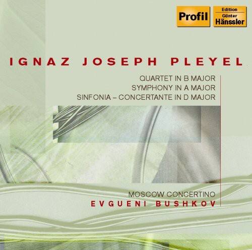 Edition Profil Hänssler

IGNAZ JOSEPH PLEYEL

QUARTET IN B MAJOR  
SYMPHONY IN A MAJOR  
SINFONIA - CONCERTANTE IN D MAJOR

MOSCOW CONCERTINO  
EVGUENI BUSHKOV