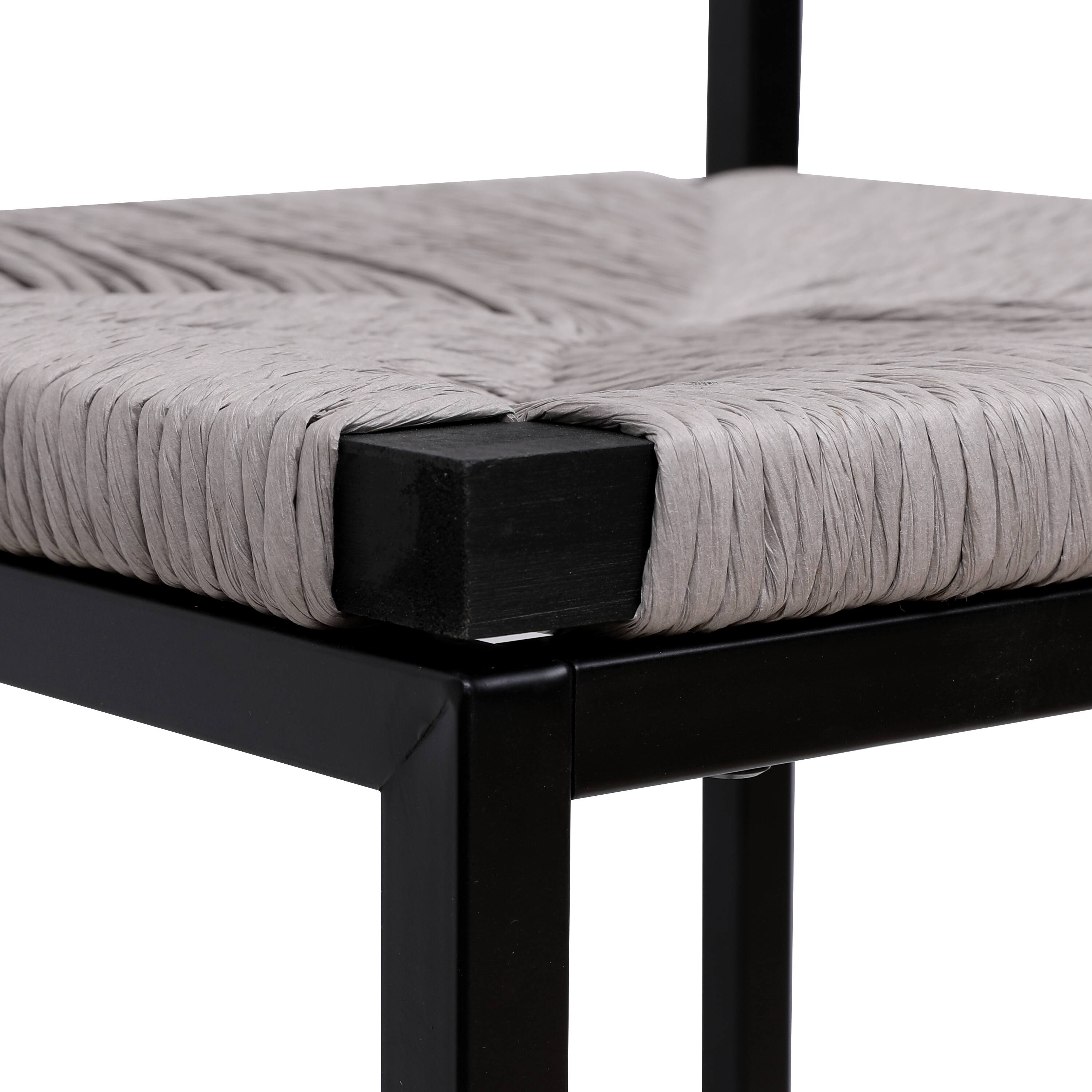 Alt View 7. GOODSILO - Set of 2 Woven Bar Stools - Hand Weave Counter Stool with Footrest for Kitchen Island, Dining Room - Gray.