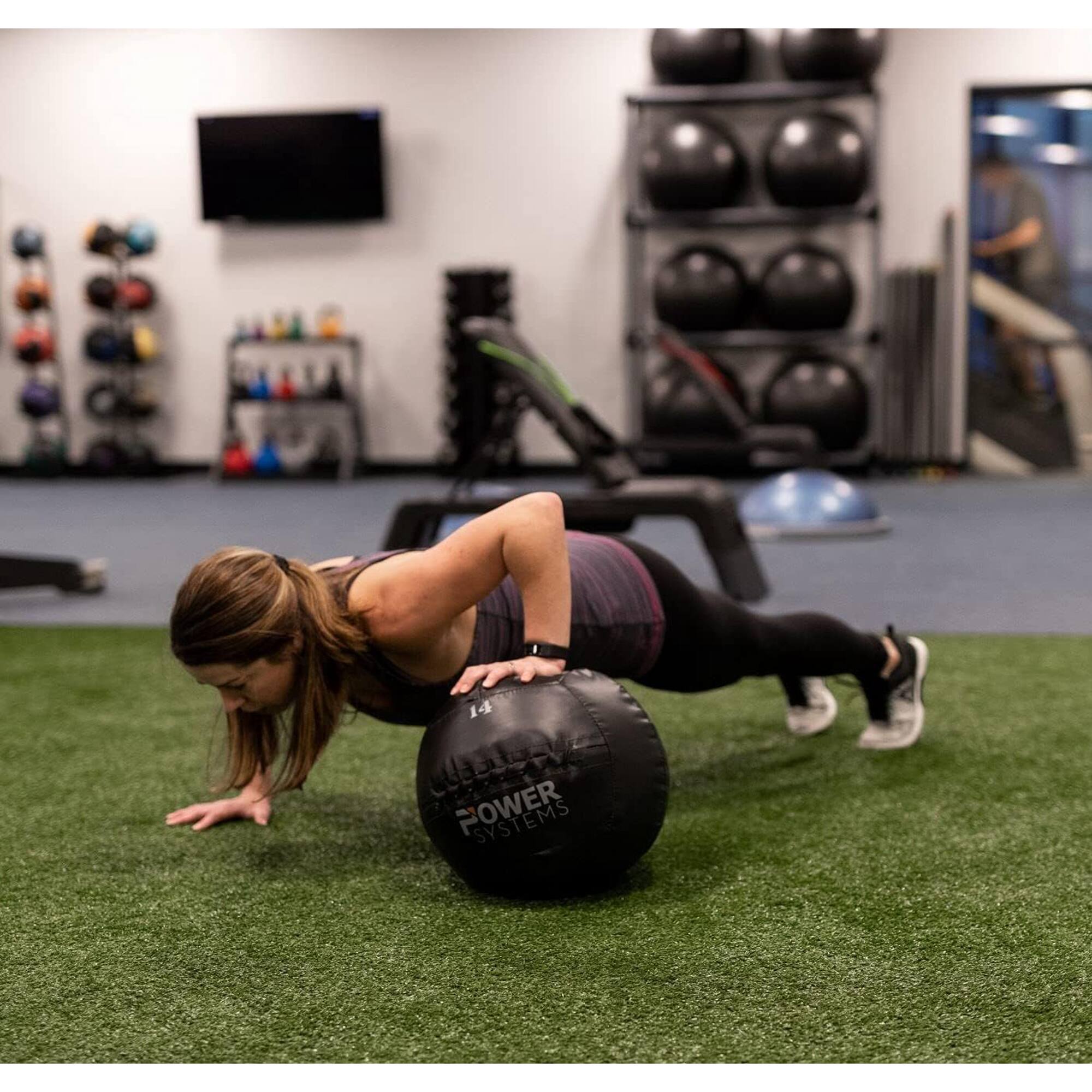 Alt View 5. Power Systems - 14" Wall Ball (10 lb), Durable Weighted Exercise Ball with Vinyl Shell - Black.