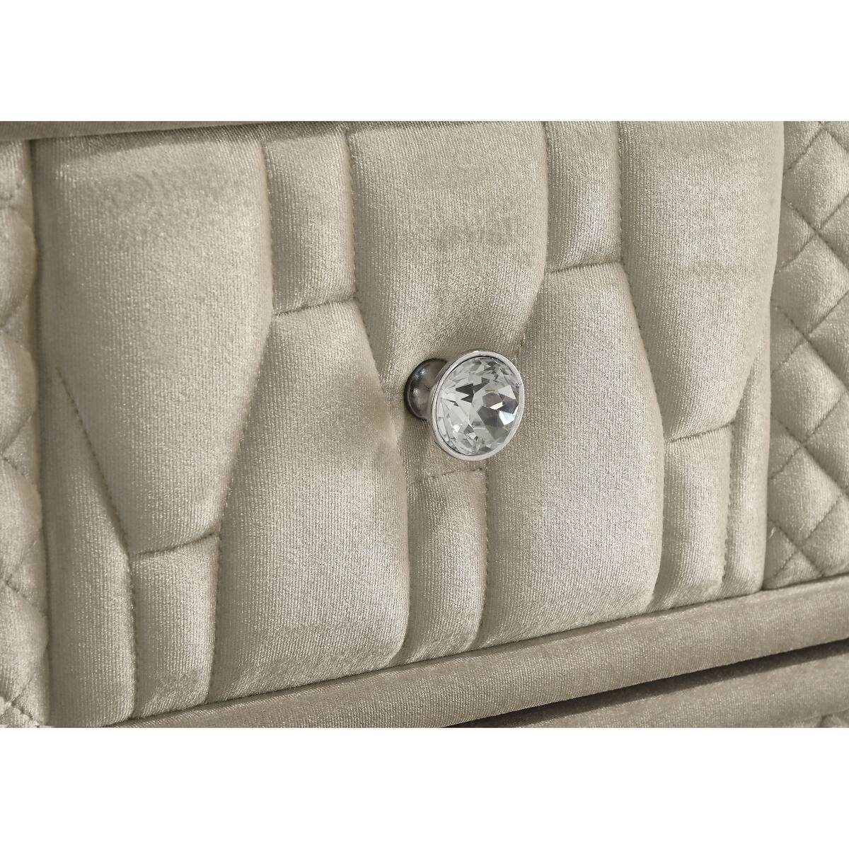 Alt View 8. Loheer - Loheer LED Nightstand with USB-A and USB-C Ports, Ivory and Camel Velvet, 2 Drawers - Ivory and Camel.