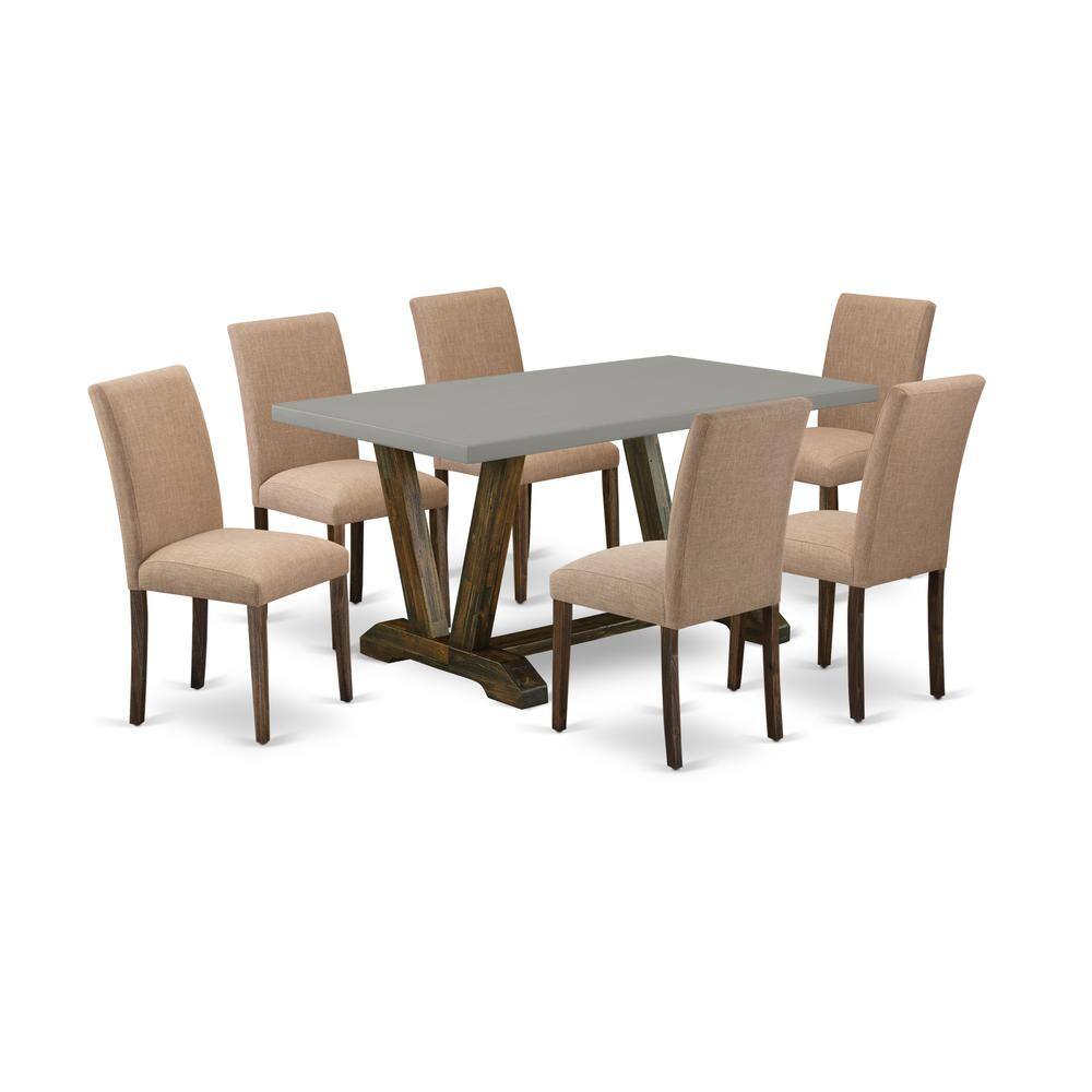 Left. East West Furniture - East West Furniture 7-Pc Dining Set Includes 6 Modern Dining Chairs with Upholstered Seat and High Back and a - Multi-Color.