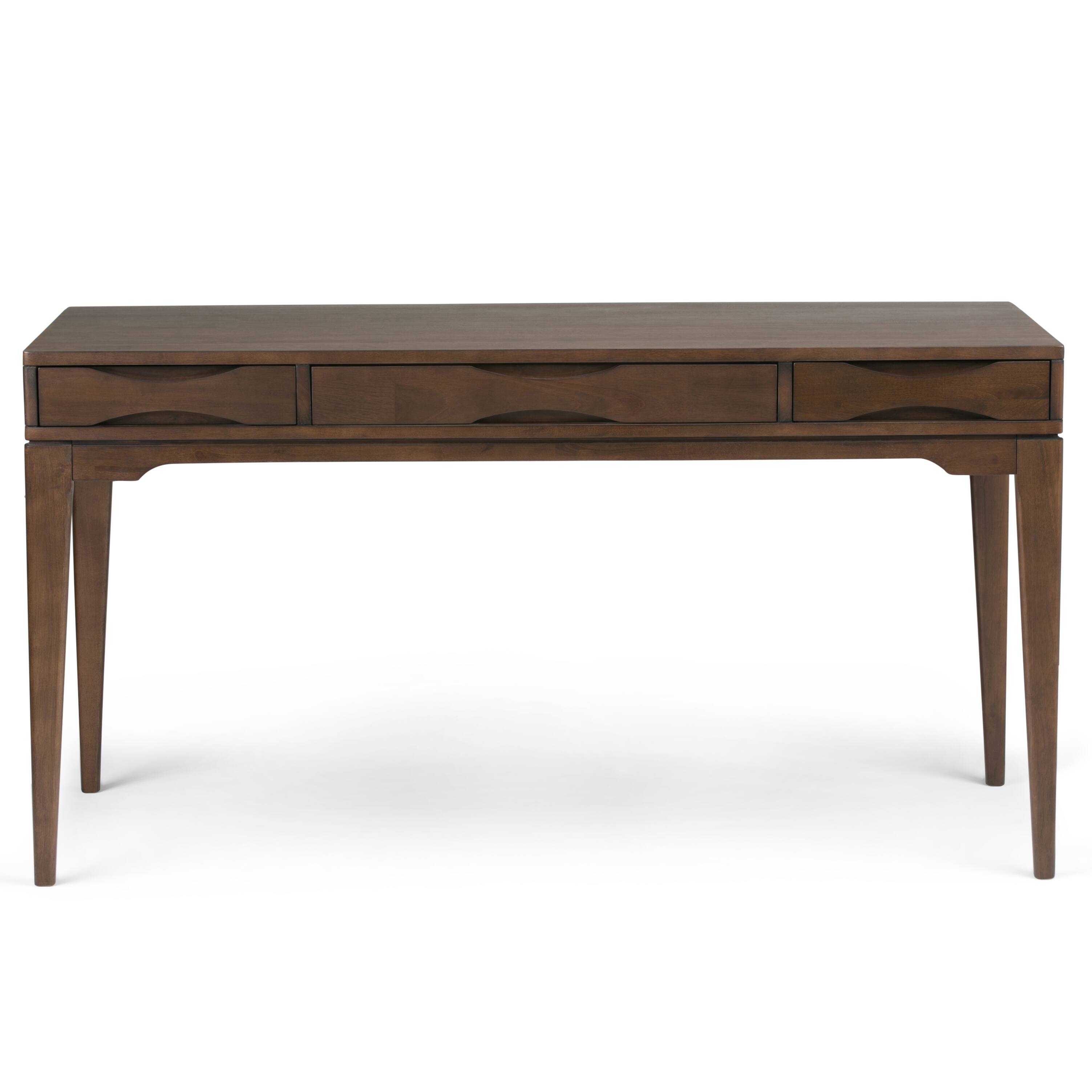 Angle. Simpli Home - Harper 60 inch Desk and 24 inch Bookcase - Walnut Brown.