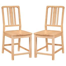 Costway - Dining Chairs Set of 2, Rubber Wood Dining Room Chairs with Hollowed Backrest - Natural