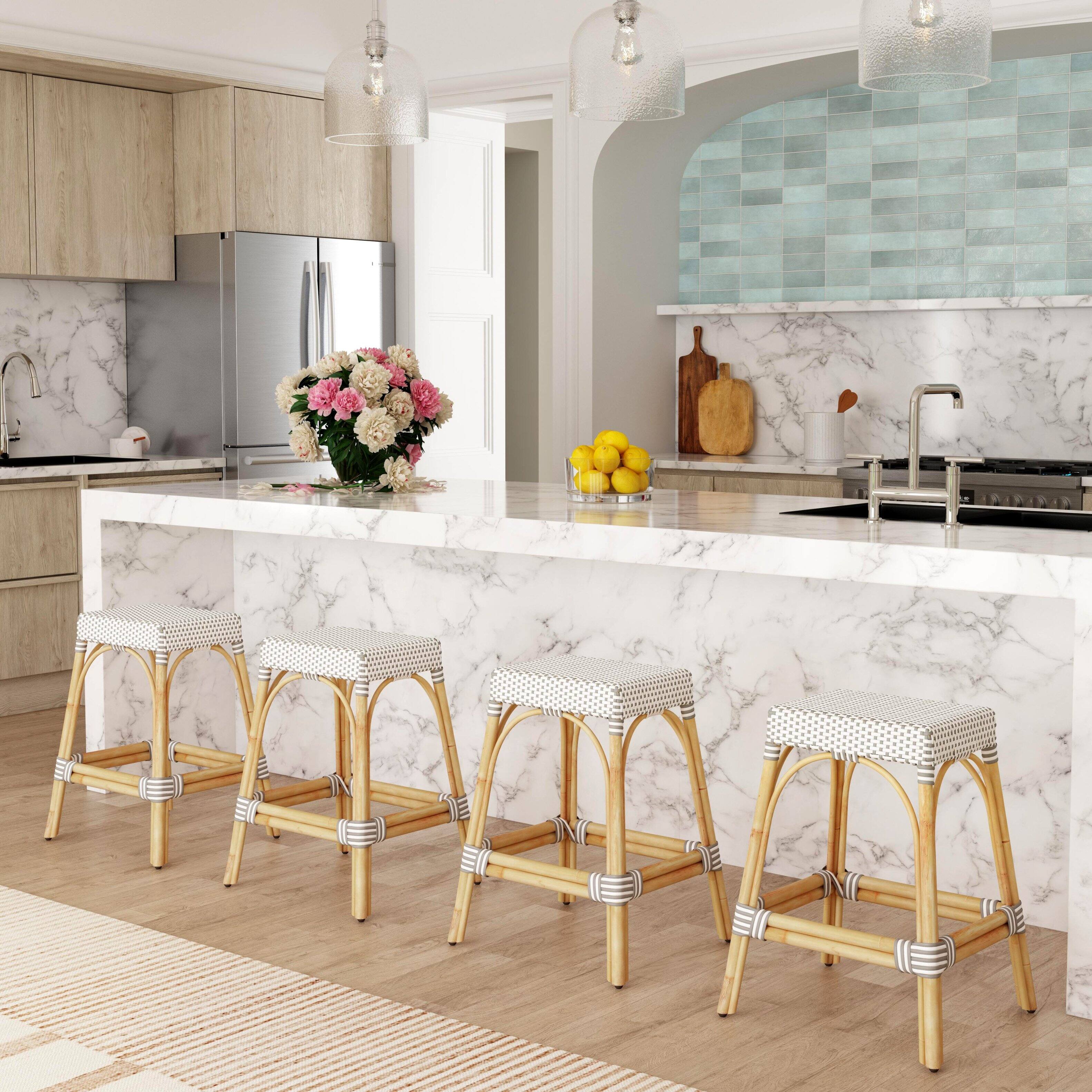 Alt View 7. Butler Specialty - Robias Rectangular Rattan 24.5" Counter Stool - Gray And White Dot.