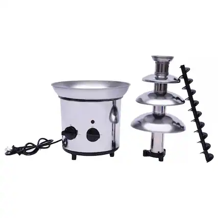 Front. Stock Preferred - 4-Tier Stainless Steel Chocolate Fountain Machine - Stainless Steel/Silver.