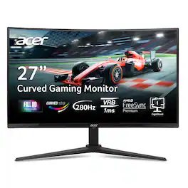 Acer - Nitro 27” LCD FHD 1080P 280Hz 1m FreeSync Premium 1500R Curved Gaming Monitor with HDR (DisplayPort, HDMI) - Black