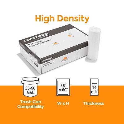 High Density  
COASTWIDE Bogs  
Trash Can Liner  
Trash Can Compatibility: 55-60 Gal.  
Dimensions: 38" x 60"  
Thickness: 14 mic