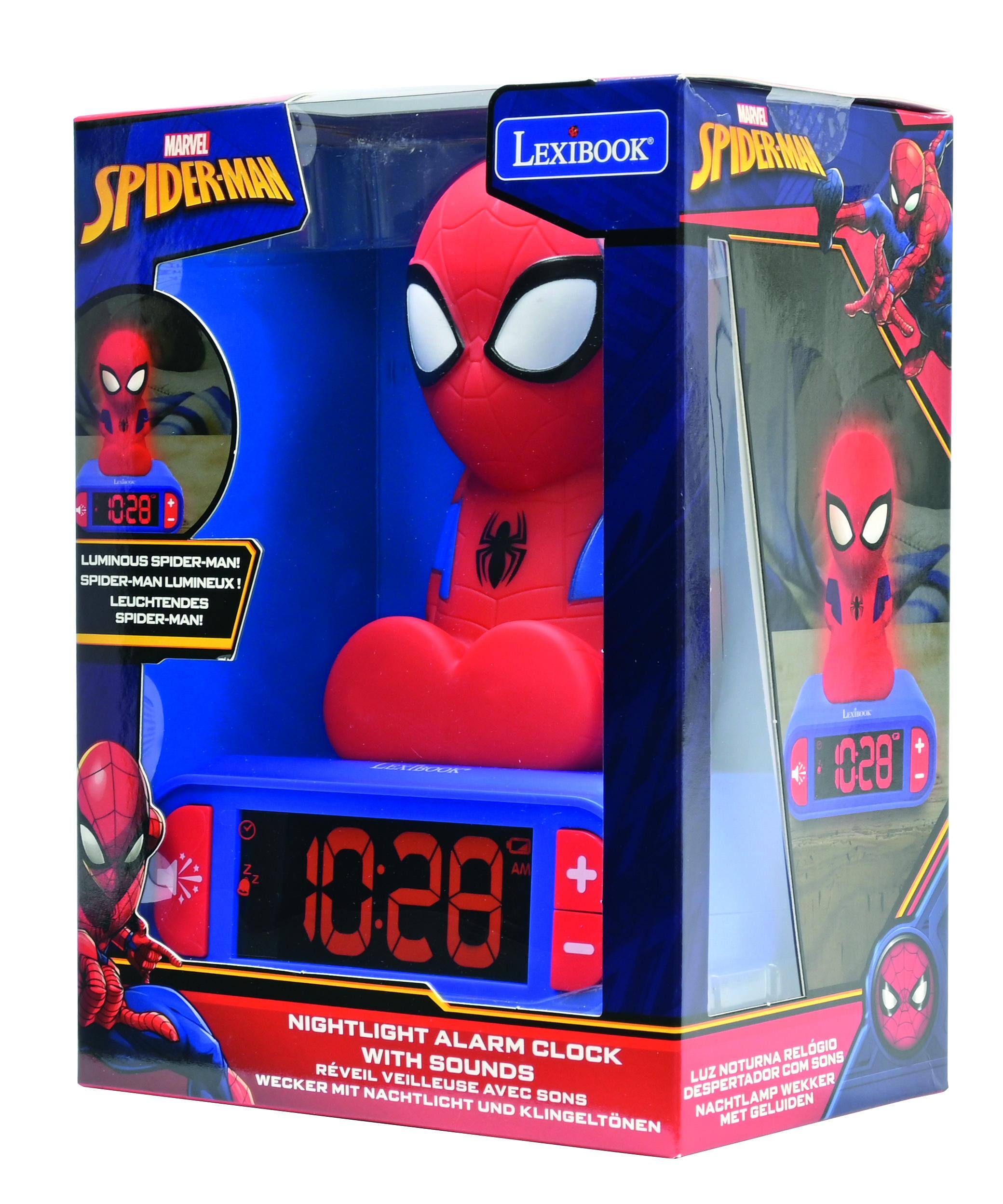MARVEL SPIDERMAN LEXIBOOK SPIDERNAN G 028 LUMINOUS SPIDER-MAN! SPIDER-MAN LUMINEUX LEUCHTENDES SPIDER-MAN! Leise + EAH 85C AM + 1028 - NIGHTLIGHT ALARM WITH CLOCK RELGIO SONS RVEIL SOUNDS LUZ NOTURNA COM WECKER MIT VEILLEUSE AVEC DESPERTADOR WEKKER NACHTLICHT SONS NACHTLAMP GELUIDEN UND KLINGELTONEN MET
