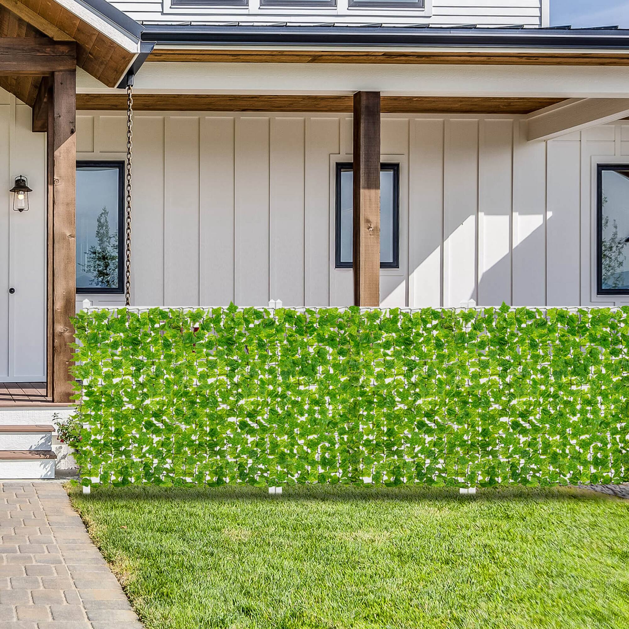 Alt View 1. Costway - Costway 120" x 40" Artificial Ivy Privacy Fence Indoor Outdoor Green Leaves Wall Roll - Light Green.