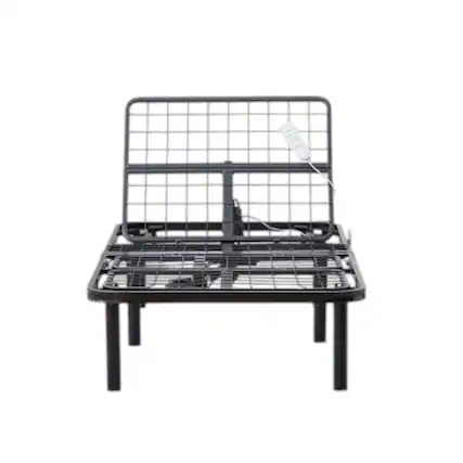 Front. Hivvago - Twin XL Remote Remote Controlled Steel Adjustable Bed - Black.