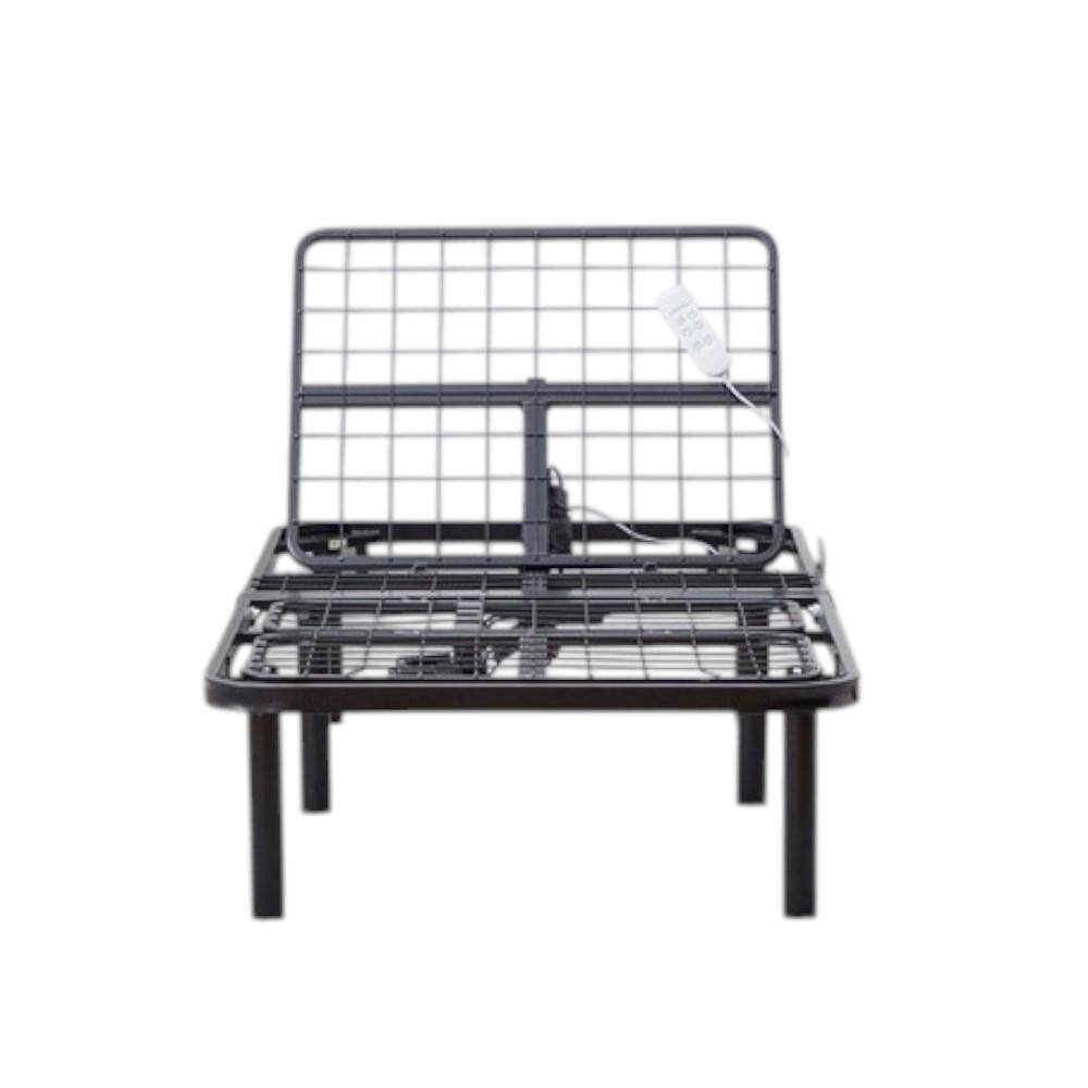 Front. Hivvago - Twin XL Remote Remote Controlled Steel Adjustable Bed - Black.
