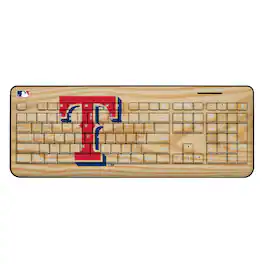Keyscaper - Texas Rangers Wood Print Wireless USB Keyboard - Multicolor