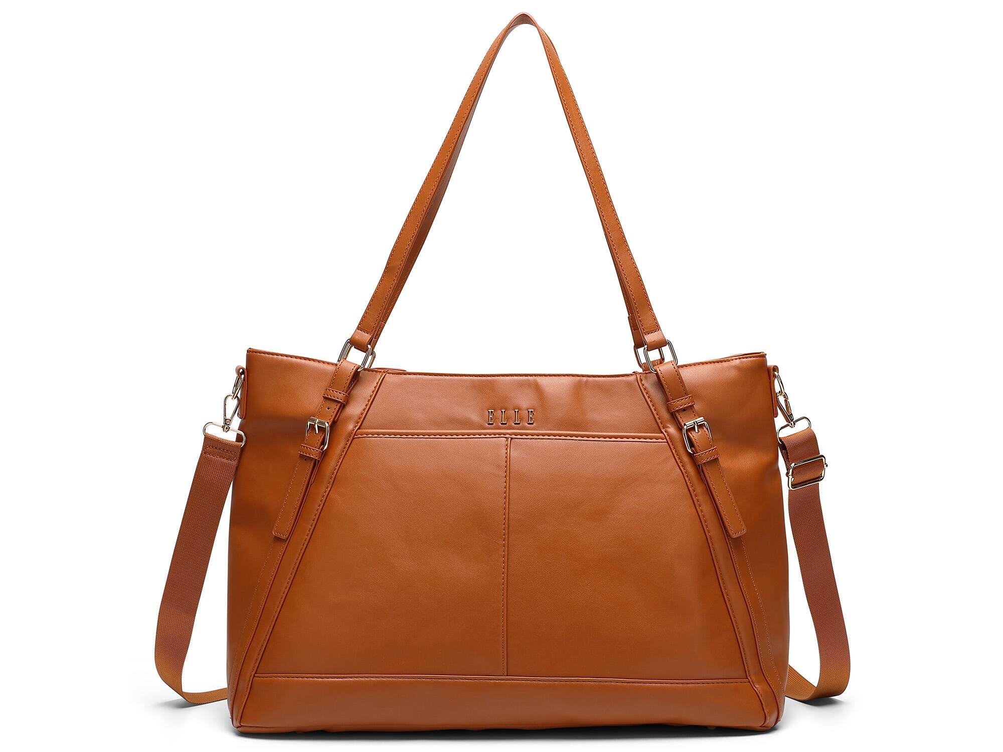 Alt View 4. Elle - ELLE Leisure Luxe 33L Vegan Leather Weekender Duffel Bag | Brown - Brown.