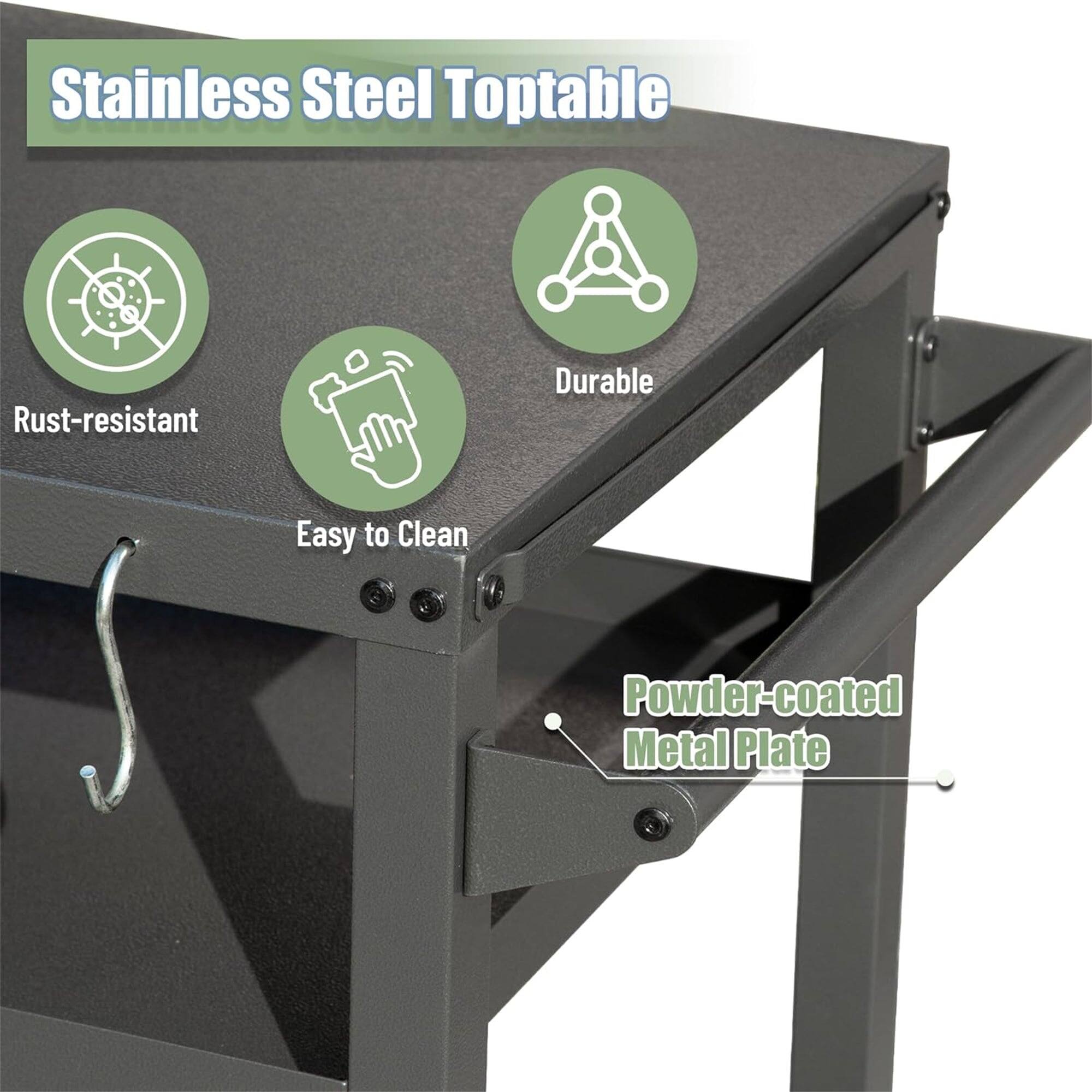 Stainless Steel Toptable

- Rust-resistant
- Durable
- Easy to Clean
- Powder-coated Metal Plate