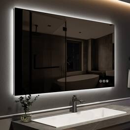 LOVMOR - 30x36 Inch LED Bathroom Mirror with Anti Fog Dimmable Lights 3 Color Temperature Memory Function ETL Certified - slive