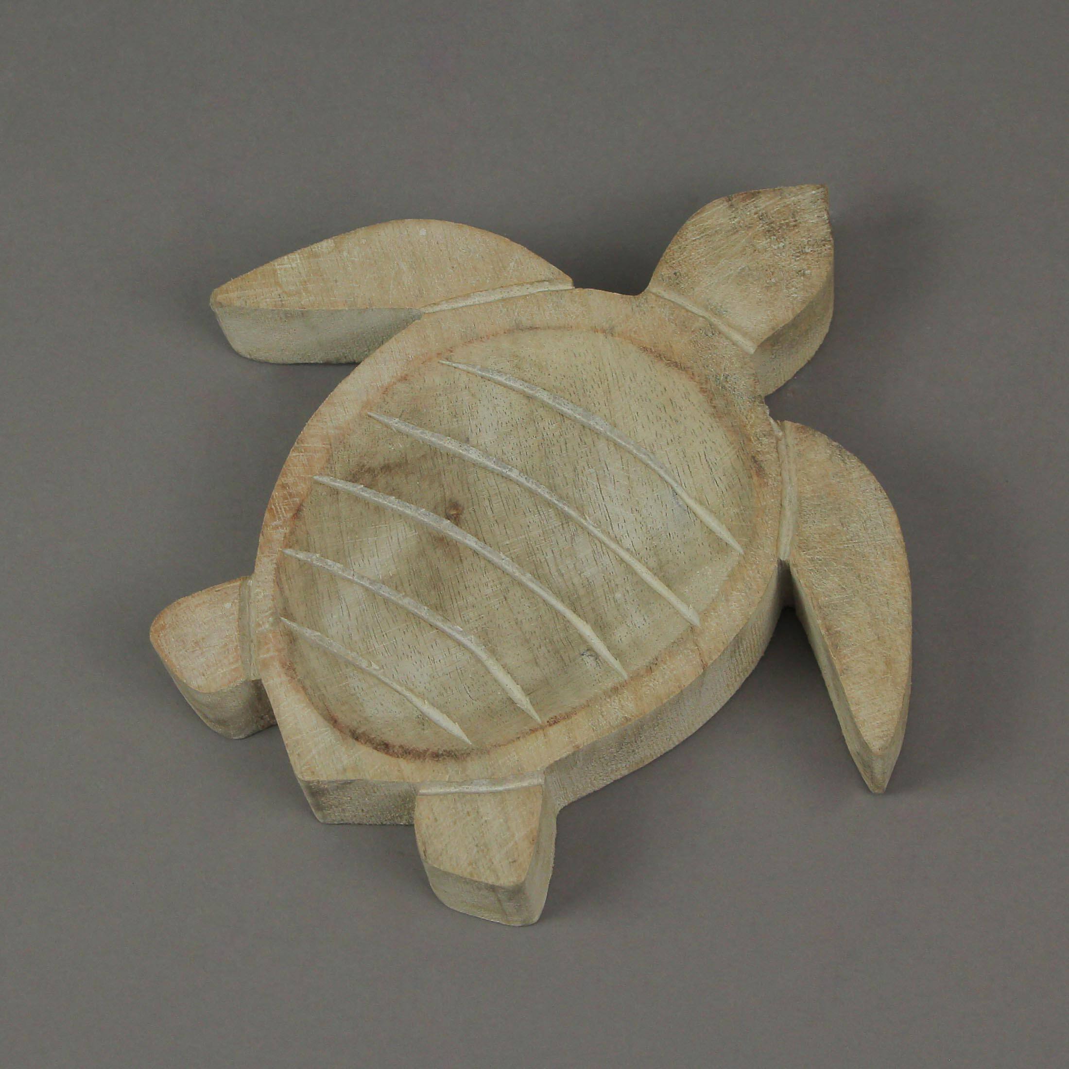 Alt View 3. PD Home & Garden - Hand Carved Wooden Sea Turtle Decorative Bowl 8 Inch - Brown.