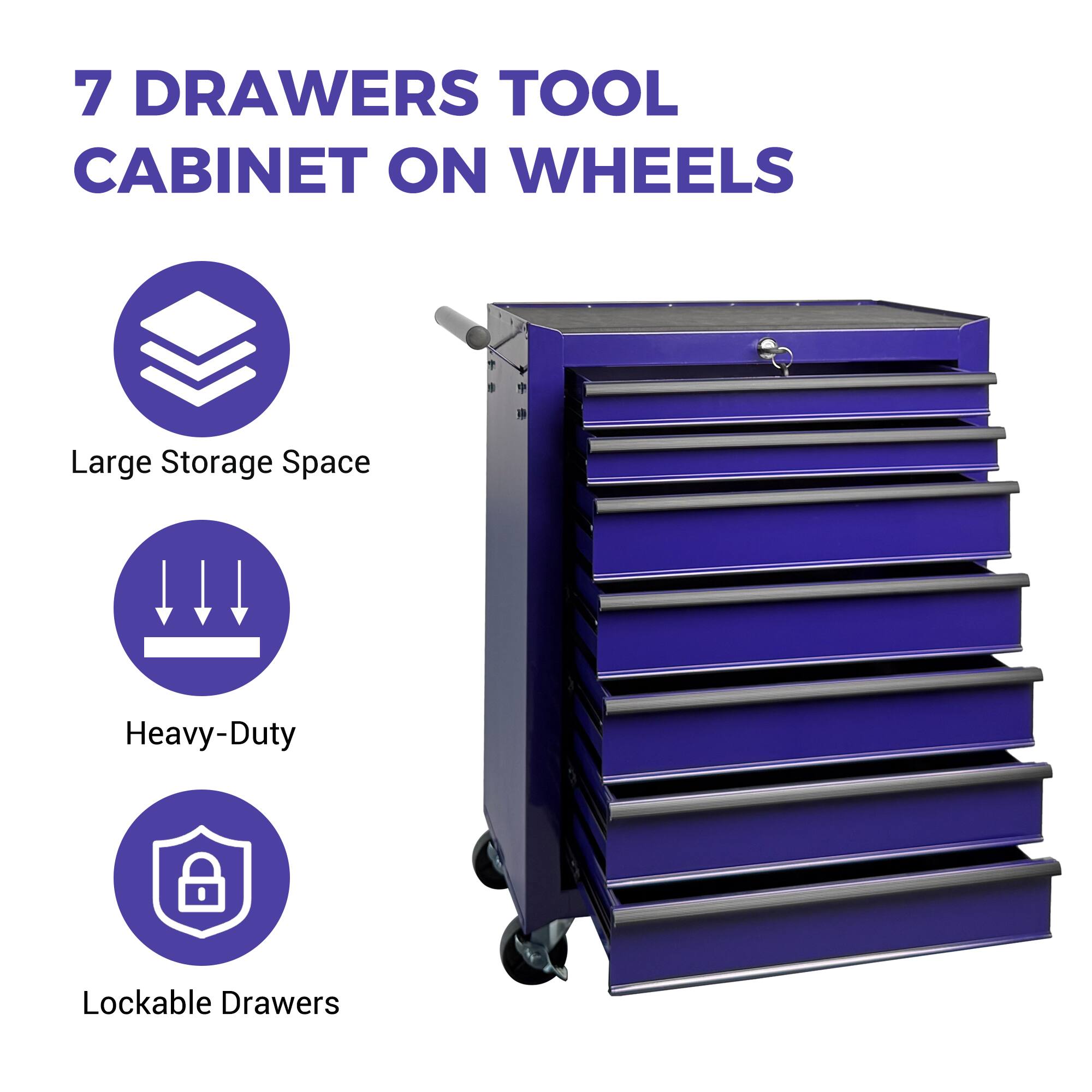 7 Drawers Tool Cabinet on Wheels

- Large Storage Space
- Heavy-Duty
- Lockable Drawers