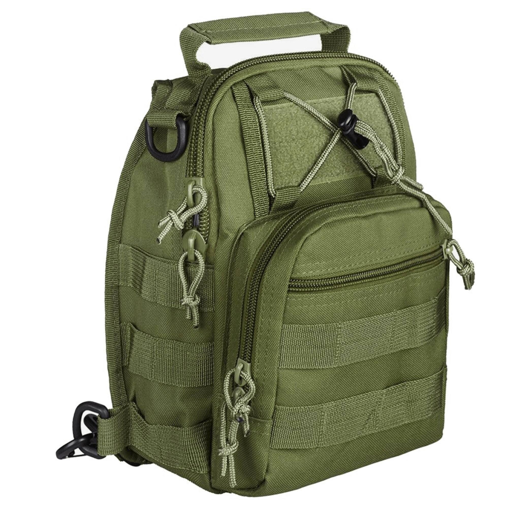 Alt View 1. JupiterGear - Tactical Military Sling Backpack Shoulder Bag Molle Outdoor Daypack Backpack - Army Green.