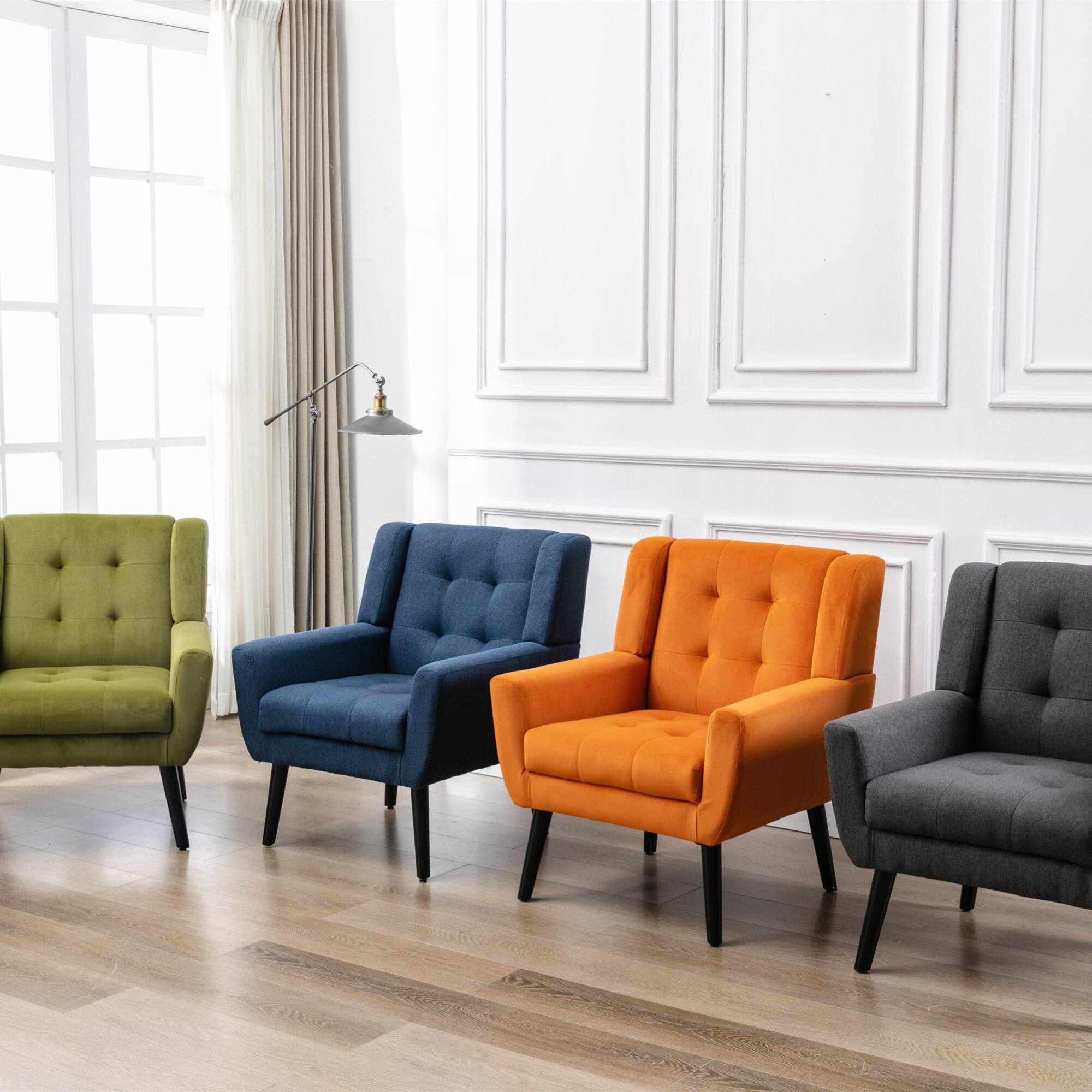 Alt View 8. GOODSILO - Luxury Velvet Upholstered Accent Chair with Ergonomic Design for Living Room and Bedroom Comfort - Orange.