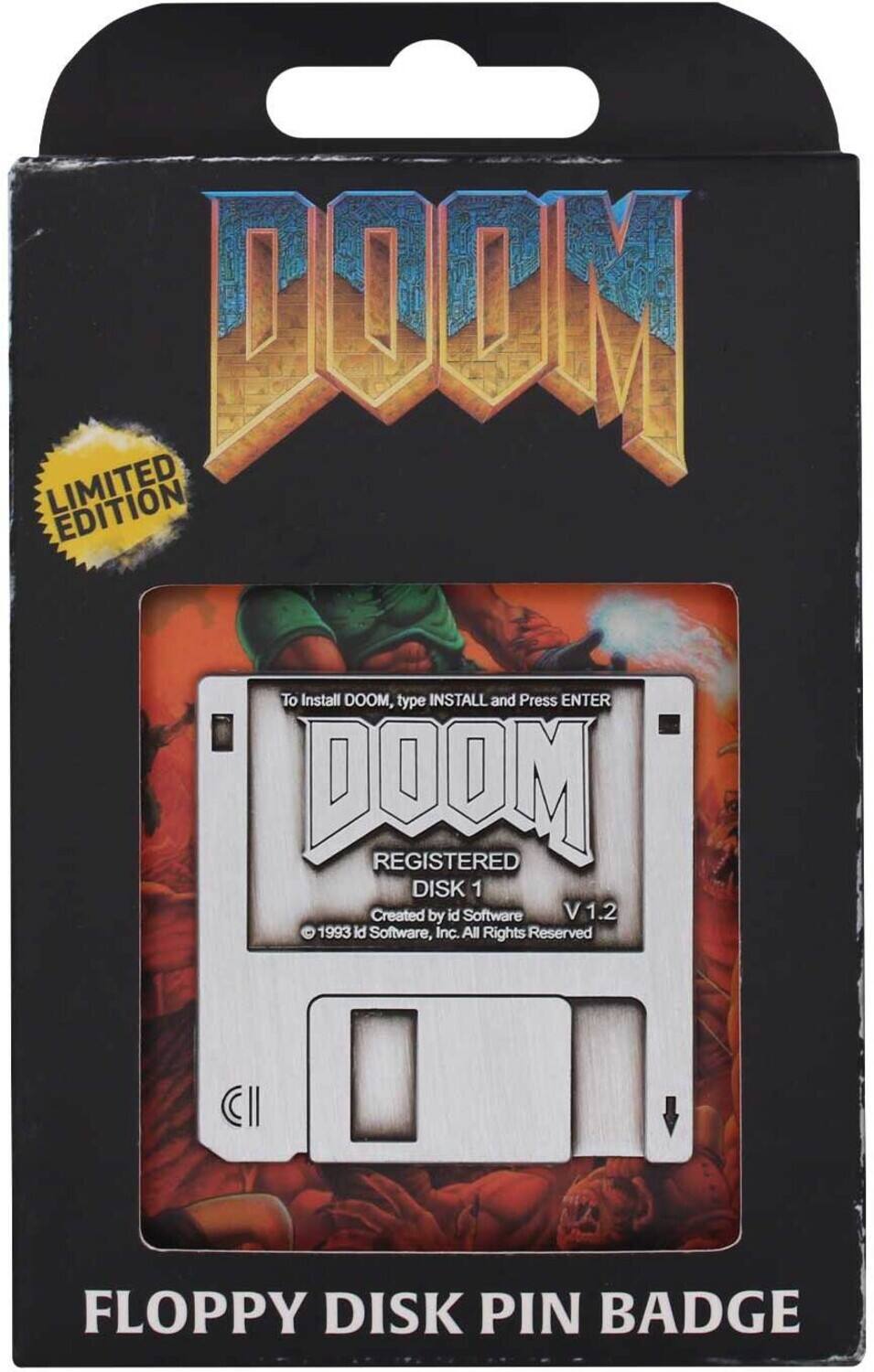 DOOM  
LIMITED EDITION  

To Install DOOM, type INSTALL and Press ENTER  

DOOM REGISTERED DISK 1  
V 1.2  
1993 Id Software, Inc. All Rights Reserved  

FLOPPY DISK PIN BADGE