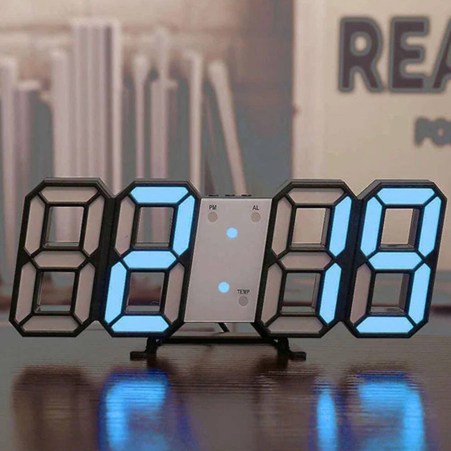 Angle. Home Collection - Digital 3D LED Alarm Clock - Blue - Blue.
