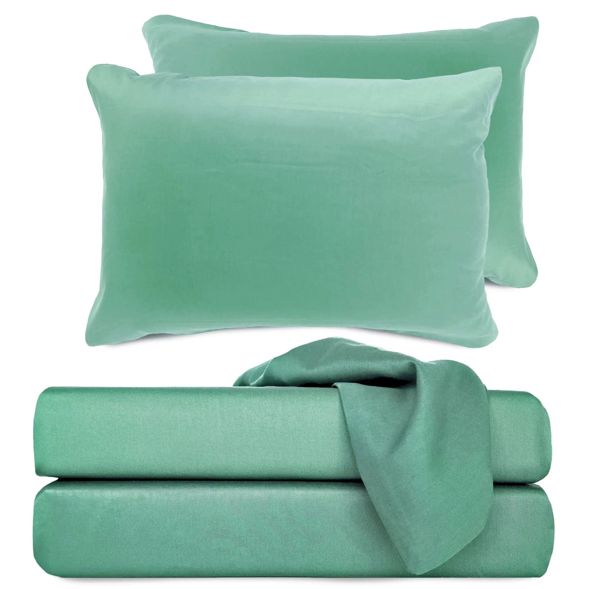 Front. BedVoyage - Luxury 100% viscose from Bamboo Bed Sheet Set - Green.