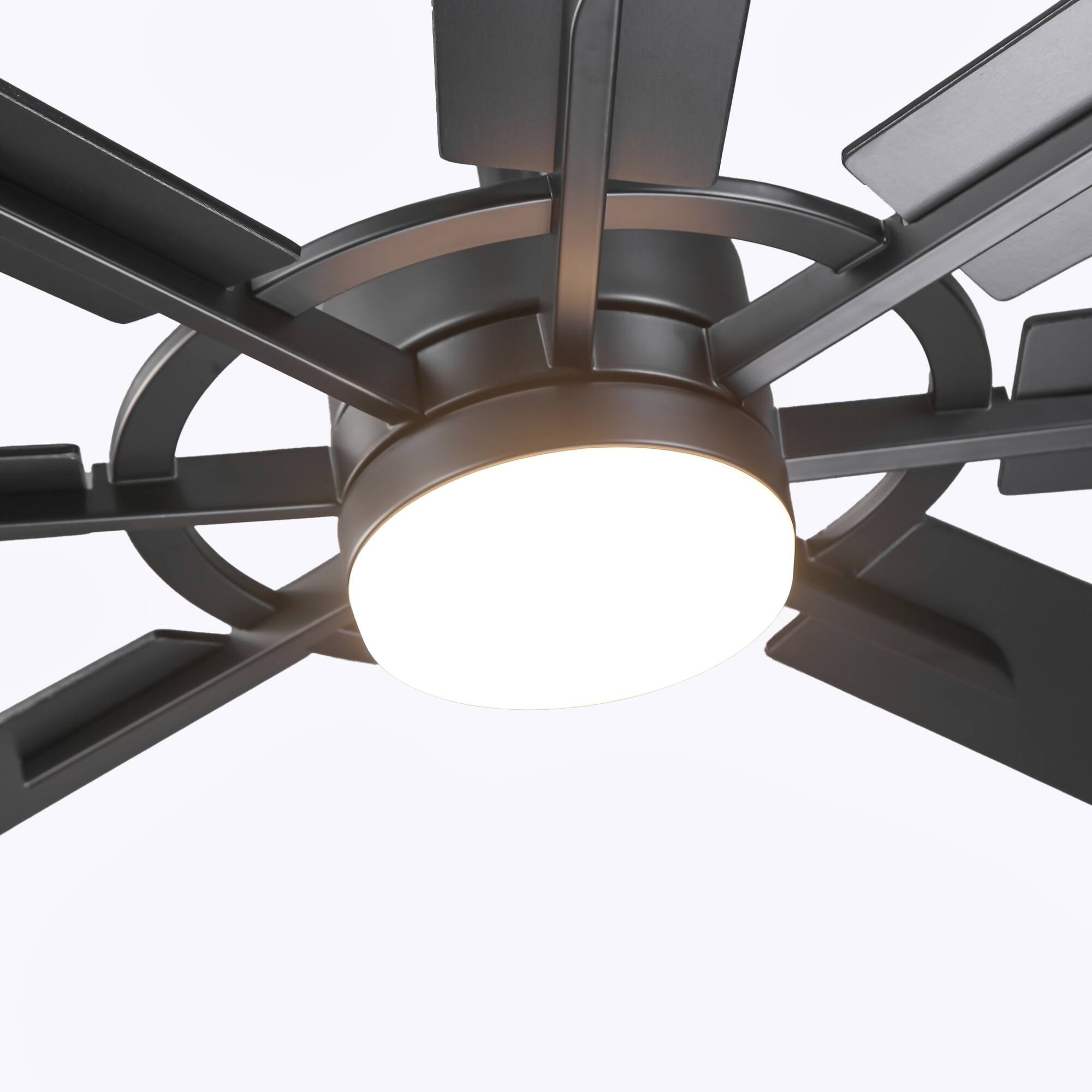 Alt View 5. Vaczon - 60" Matte Black Large Ceiling Fan with LED Light and Reversible Blades - Matte Black.