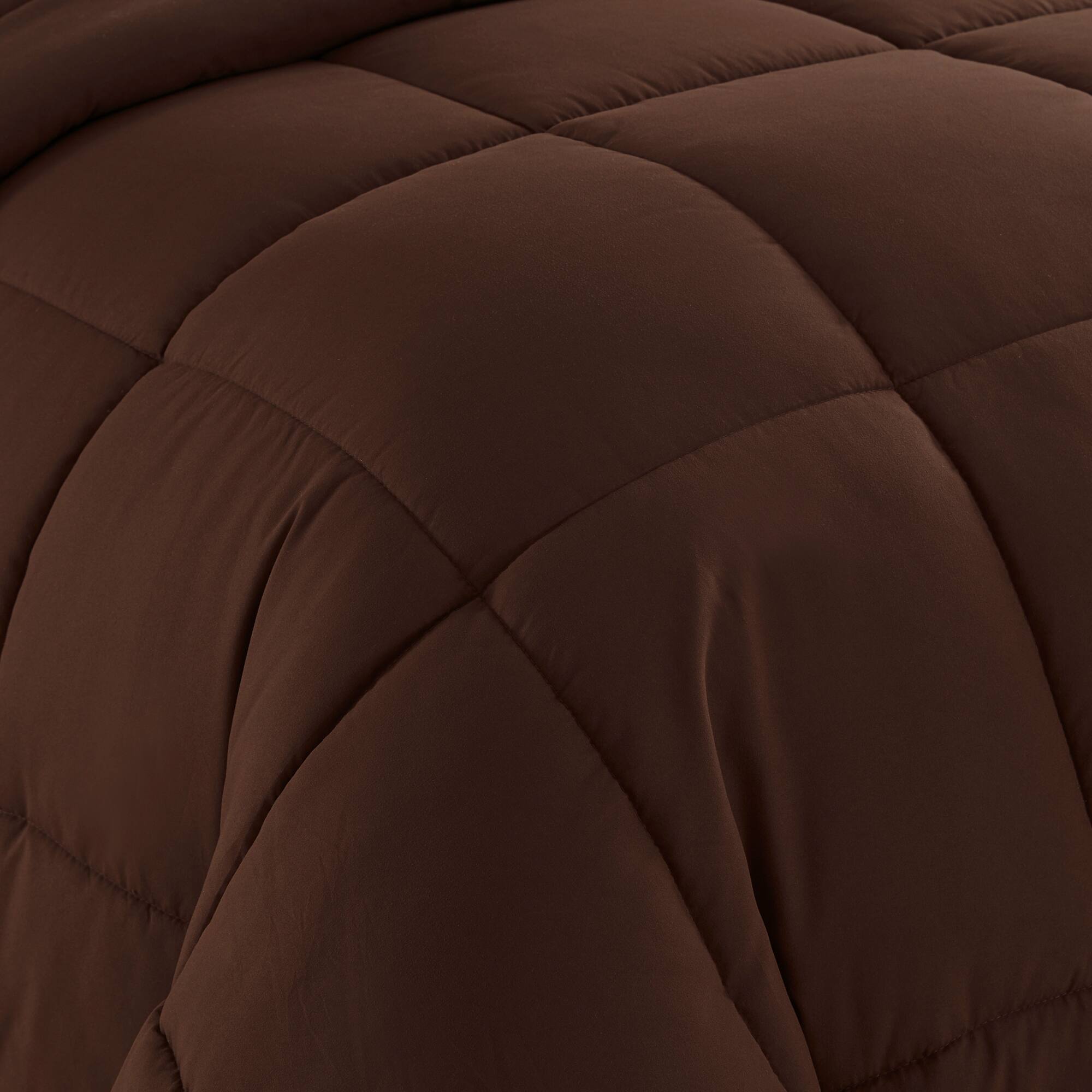 Angle. Sweet Home Collection - Down Alternative Reversible All Season Solid Comforter, Twin - Brown.