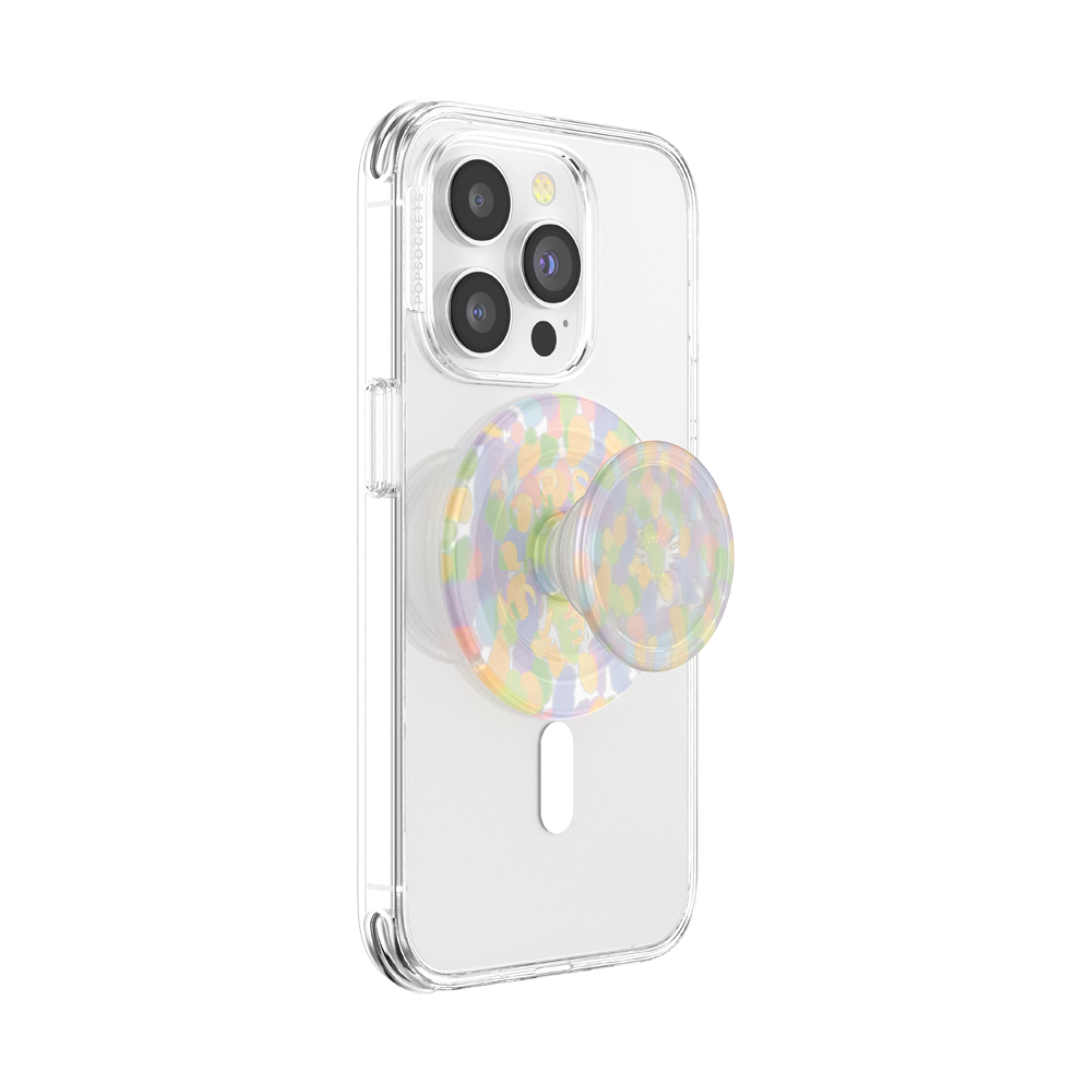Alt View 2. PopSockets - MagSafe PopGrip Universal Magnetic Grip & Stand with Adapter Ring for Cell Phones - Rainbow Glass.