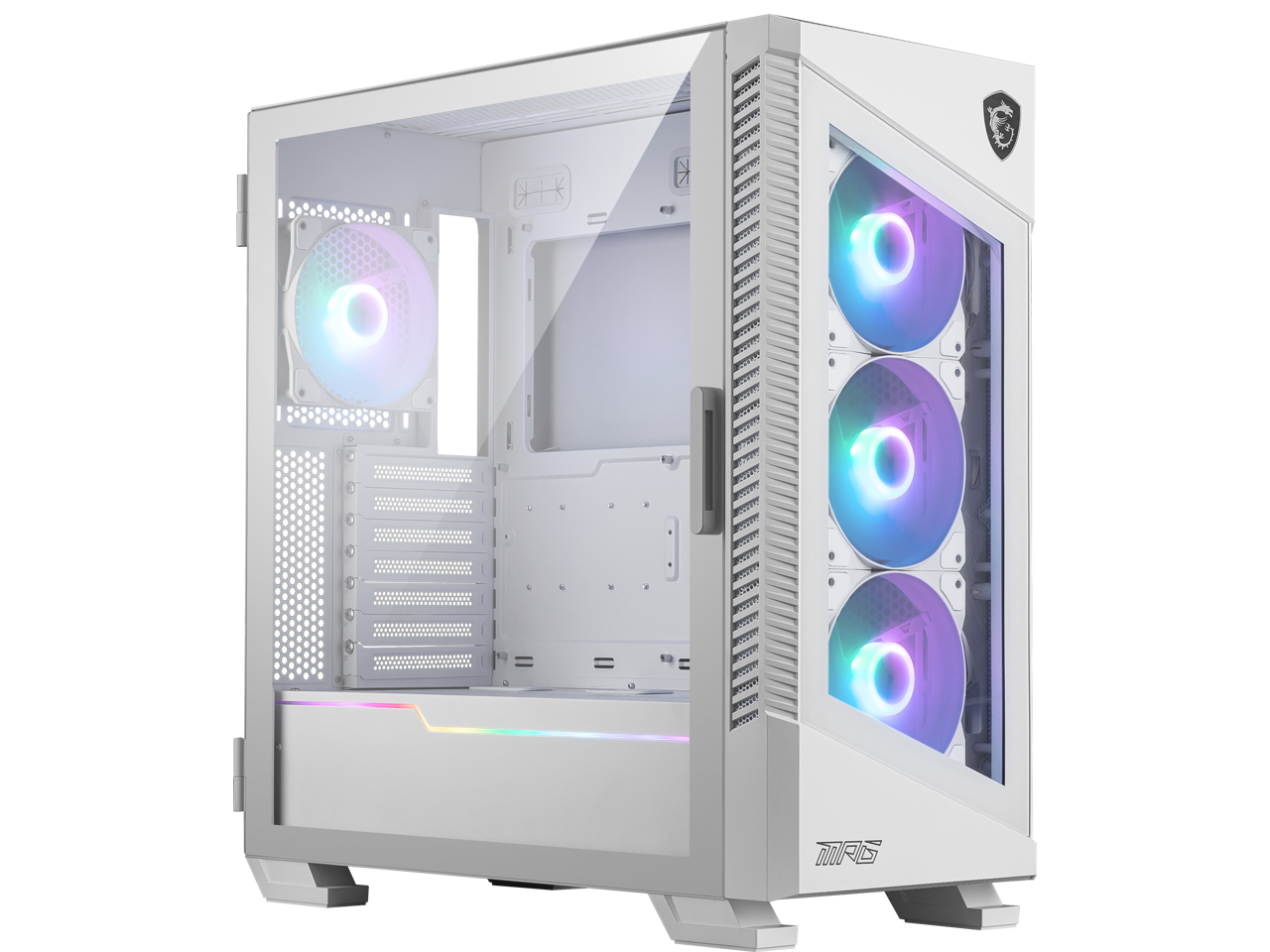 Alt View 1. MSI - MSI MPG VELOX 100R White SPCC Steel / Laminated Tempered Glass ATX Mid Tower Computer Case - White.