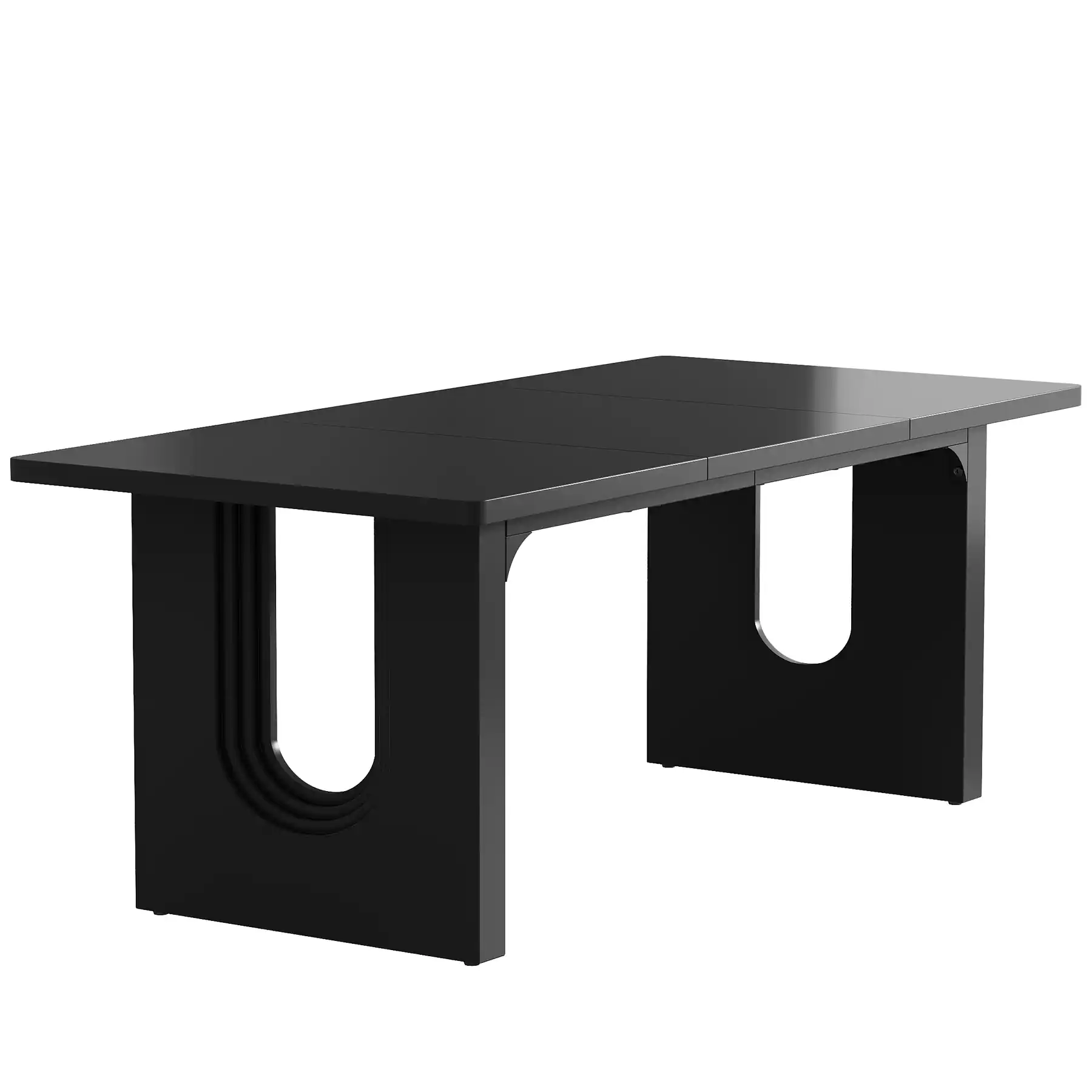 Back. APRILSOUL - 71in Modern Black Table for 6-8 People Large Rectangular Table with Wood Pedestal Base for Room Office or Restaurant - Black.