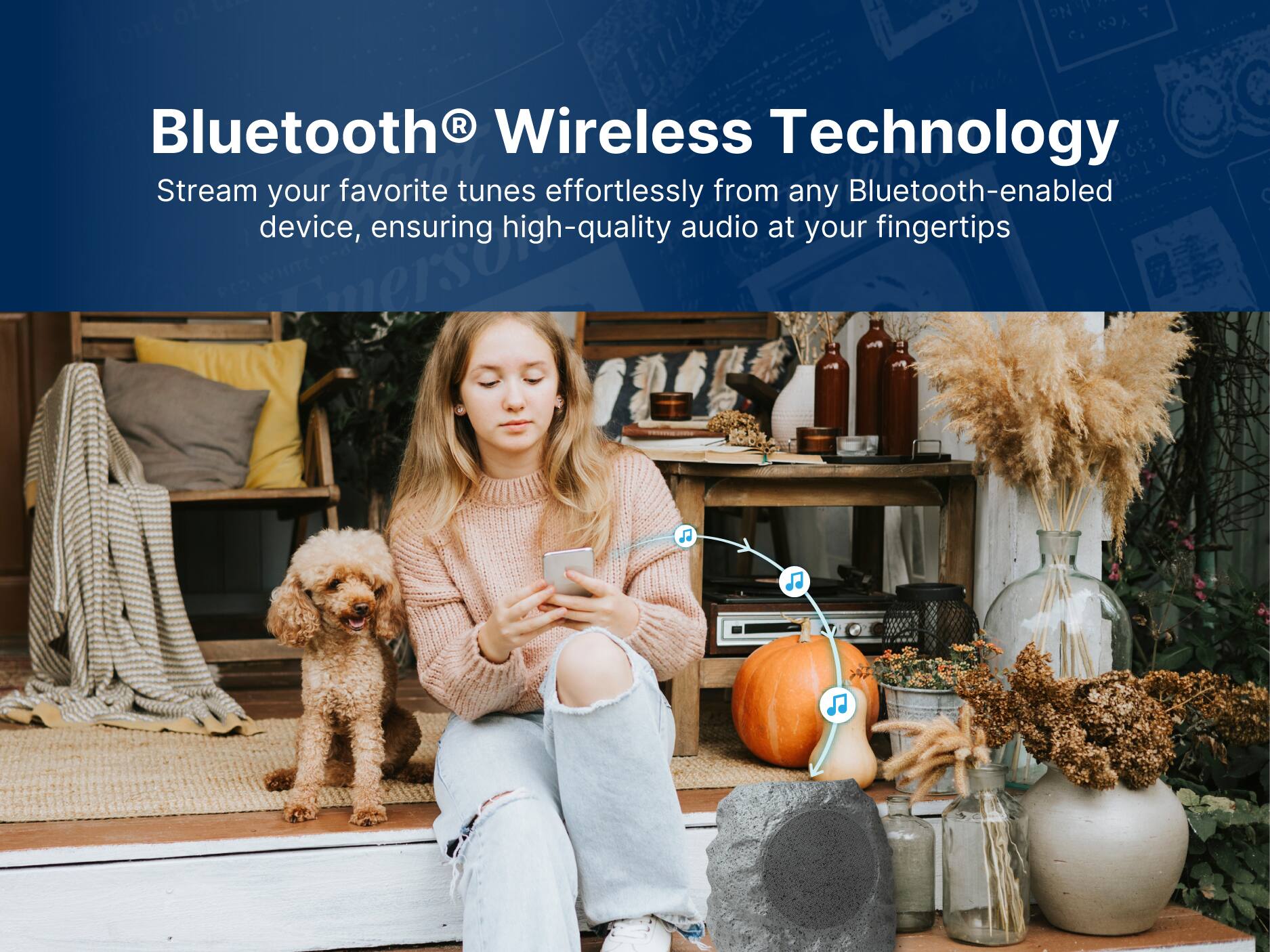 Bluetooth Wireless Technology
Stream your favorite tunes effortlessly from any Bluetooth-enabled device, ensuring high-quality audio at your fingertips