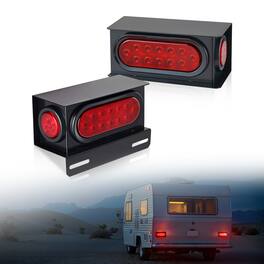 VEVOR - Trailer Lights, 10-30V LED Trailer Tail Lights Kit with Stop Brake Turn Tail Clearance (Side) Lamp, for Truck Camper RV - Red + black
