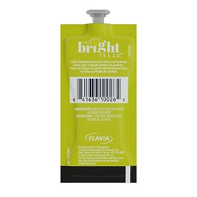 **Bright Tea Co.**

**Light green tea with a refreshing taste from the garden of Jasmine**

This is the world's first green tea with a natural jasmine flavor.

**Ingredients:**
- Green Tea Infused with Jasmine Flowers
- Infusion de Thé Vert avec Fleurs de Jasmin

**Flavia**

**Made in China / Fabriqué au Chine**

**Barcode: 841636100265**

**Net Weight: 8g / 0.28 oz**

**Flavia**