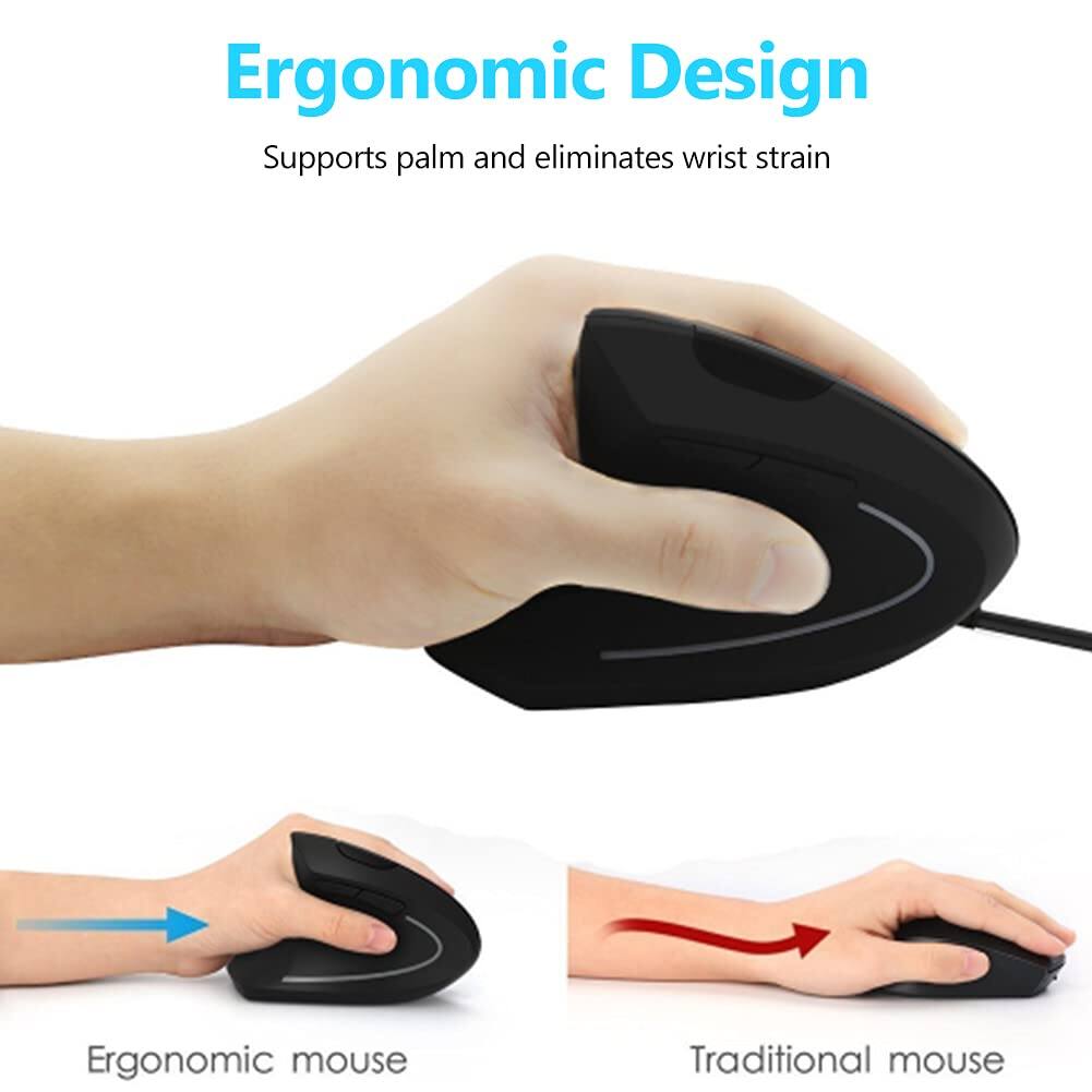 Ergonomic Design  
Supports palm and eliminates wrist strain  

Ergonomic mouse  
Traditional mouse