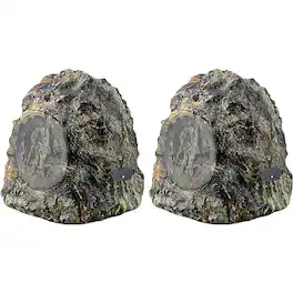 iHome - IHRK400MOBCP Wireless Waterproof Rock Speaker Set for Outdoors - Mossy Oak Camo - Black