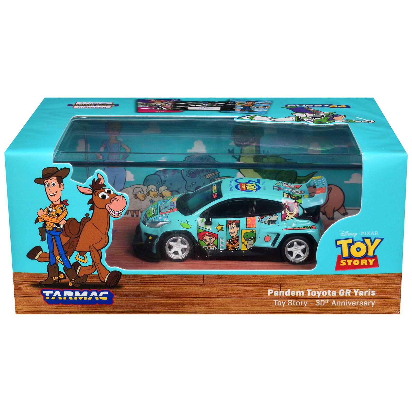 SOY
LACK DE TARMAC CARDS INGLUDED

COCOL
HOBBY64 

MARS OP FUN
SAIS BEYOND
STORY
TOY
Disney PIXAR TOY STORY
TARMAC
Pandem Toyota GR Yaris Toy Story - 30th Anniversary