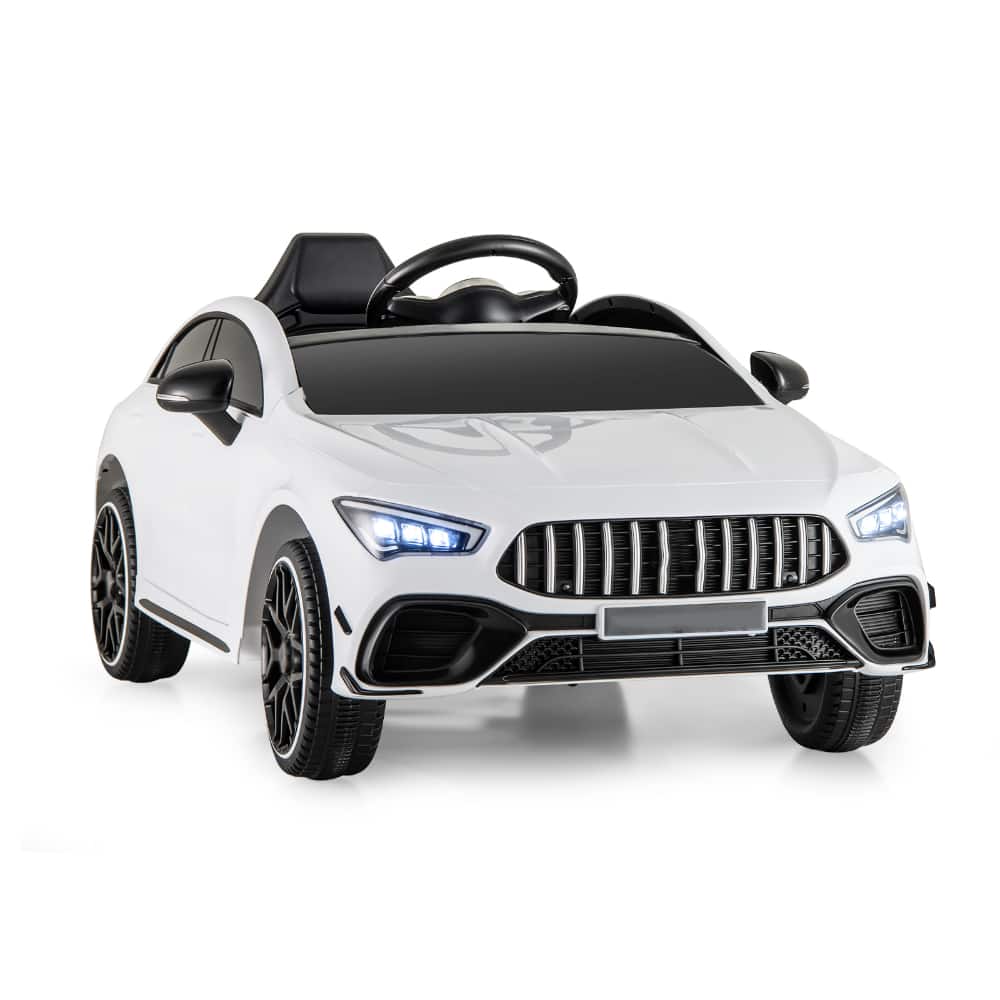 SlickBlue - 12V Battery Kids Ride-On Luxury-Style Car with Remote - White