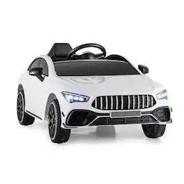 SlickBlue - 12V Battery Kids Ride-On Luxury-Style Car with Remote - White