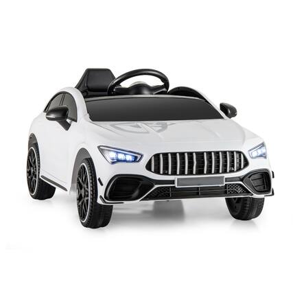 Front. SlickBlue - 12V Battery Kids Ride-On Luxury-Style Car with Remote - White.