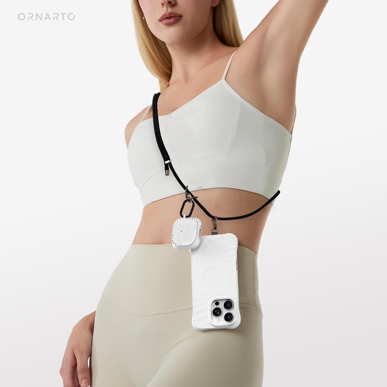 Alt View 4. Ornarto - ORNARTO Vortuxe for AirPods 4 Case, Sleek Vortex Design Liquid Silicone Drop Protection Phone Case - White - White.